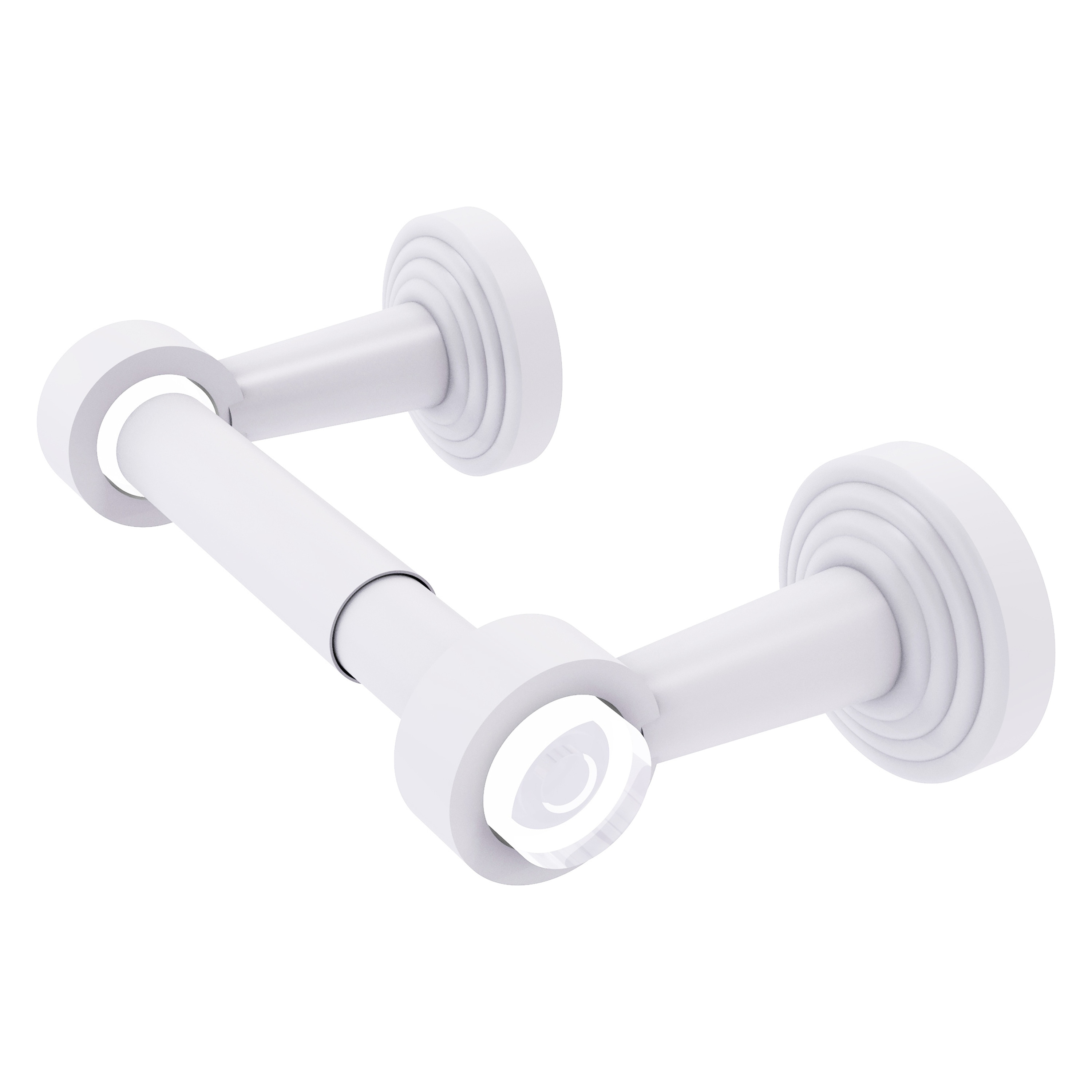Allied Brass PB-24-WHM Pacific Beach Matte White Wall mount Double post Toilet Paper Holder 1 -Rolls with Storage