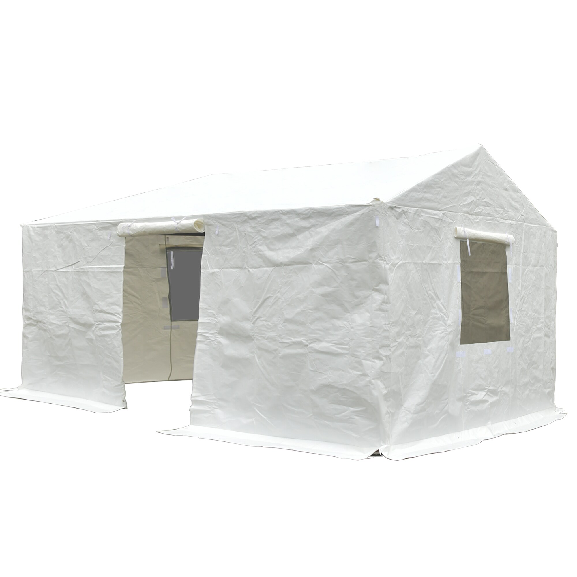 GDFStudio 334016 Modern 12x20ft Hardtop Gazebo Outdoor Universal Winter Cover with Sidewalls and Mesh Windows White
