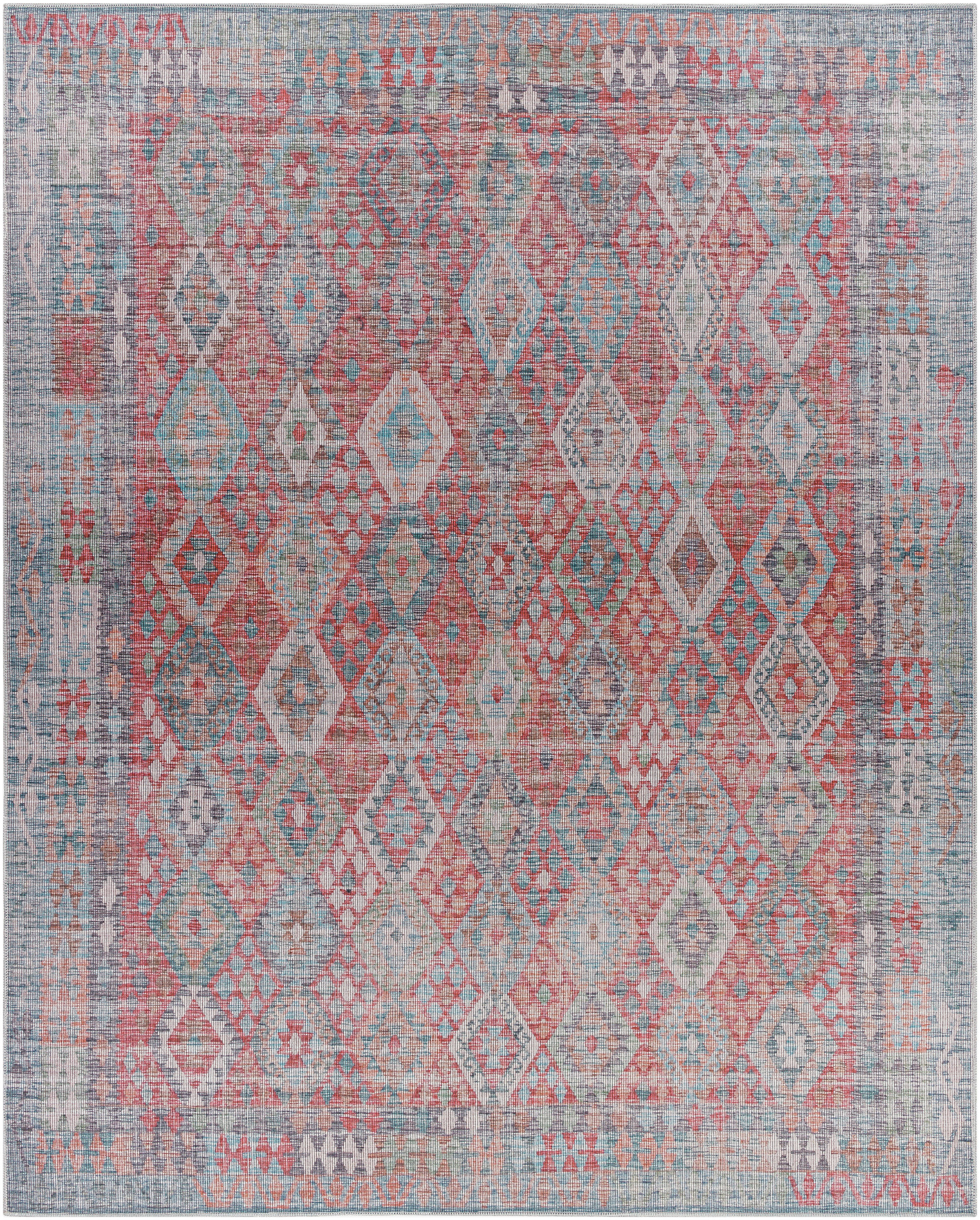 Livabliss FRL2303-679 Farrell 7 x 9 (ft) Polyester Red/Navy Rectangular Indoor Medallion Oriental Machine washable Area rug