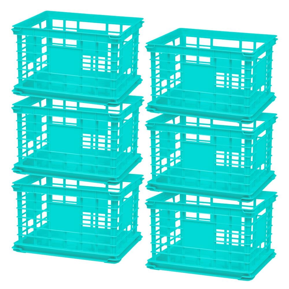 IRIS 585809 6-Pack 14-in W x 10.5-in H x 17.13-in D Green Plastic Stackable Basket