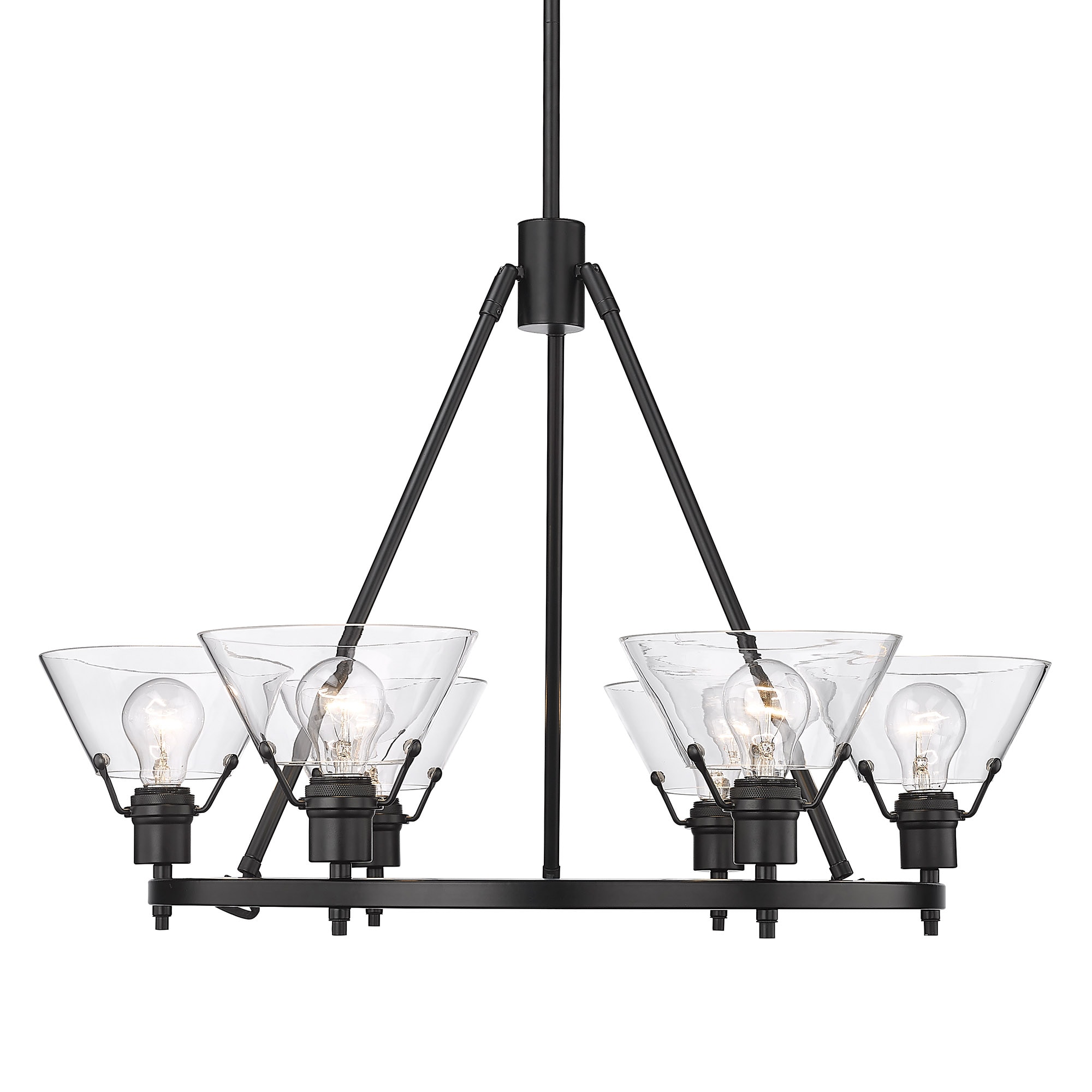 Orwell Matte Black and Clear Glass 6-Light Chandelier