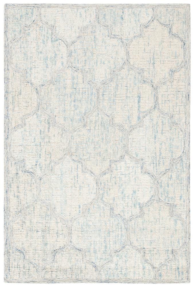 Safavieh ABT474B-4 Abstract Cerrone 4 x 6 (ft) Tufted Wool Ivory/Light Blue Rectangular Indoor Trellis Farmhouse/Cottage Area rug