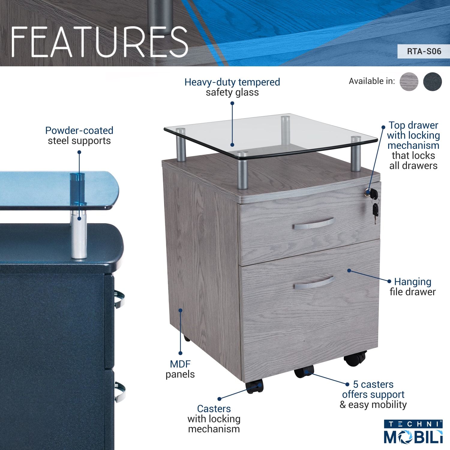 Streamdale Furniture RTA-S06-GRY Filing-Cabinets - View #3
