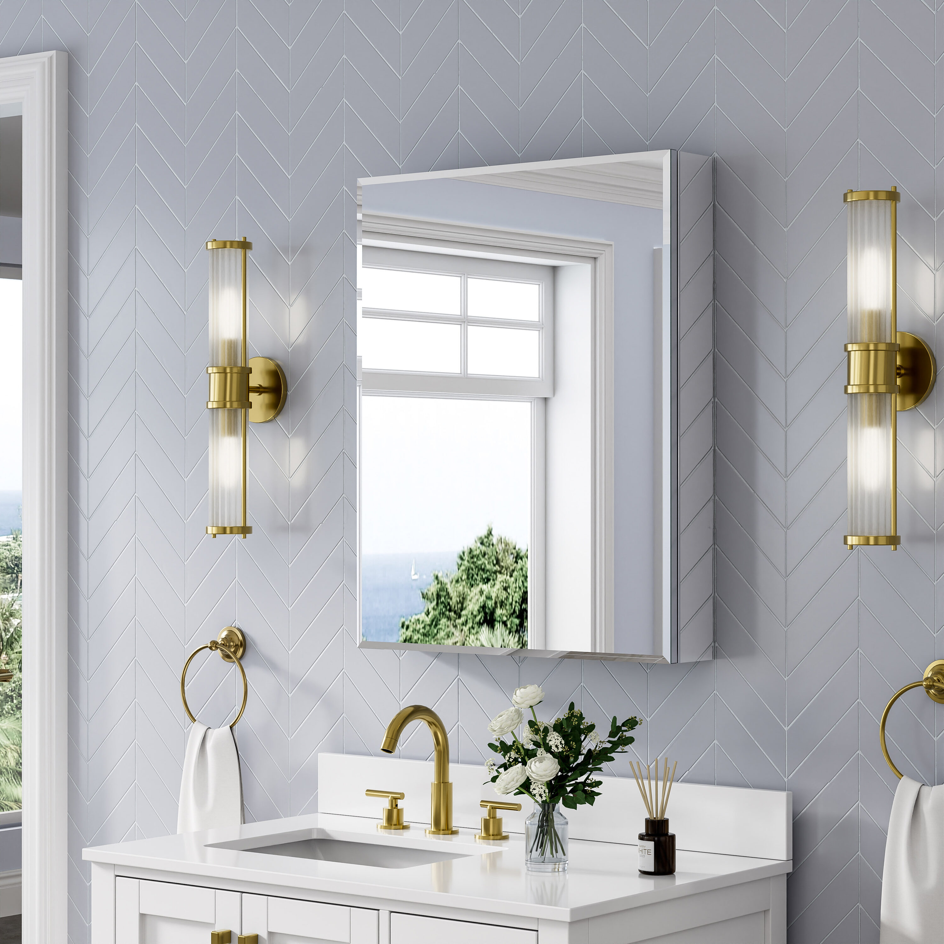 CALVON Edge-Polished 24 x 30 Bathroom Medicine Cabinet with Storage