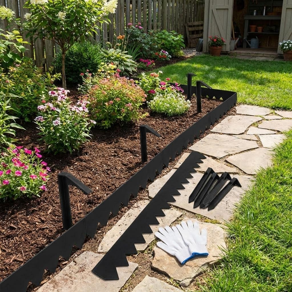 10 Pack 40 X 6 Inch Metal Landscape Edging Galvanized Steel Garden Edge Bendable Shark Spike
