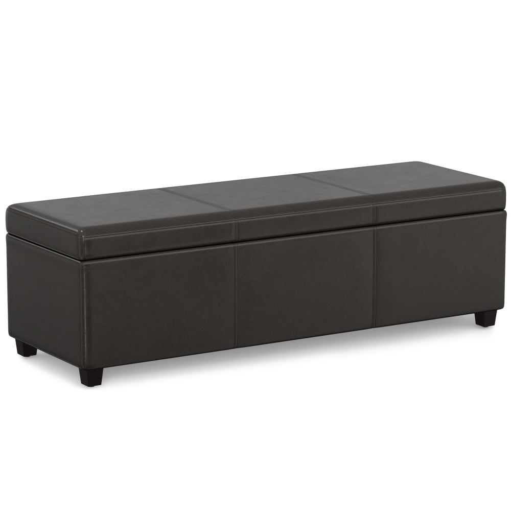 Simpli Home AXCF18XL-BR Avalon Modern Tanners Brown Faux leather Storage Ottoman