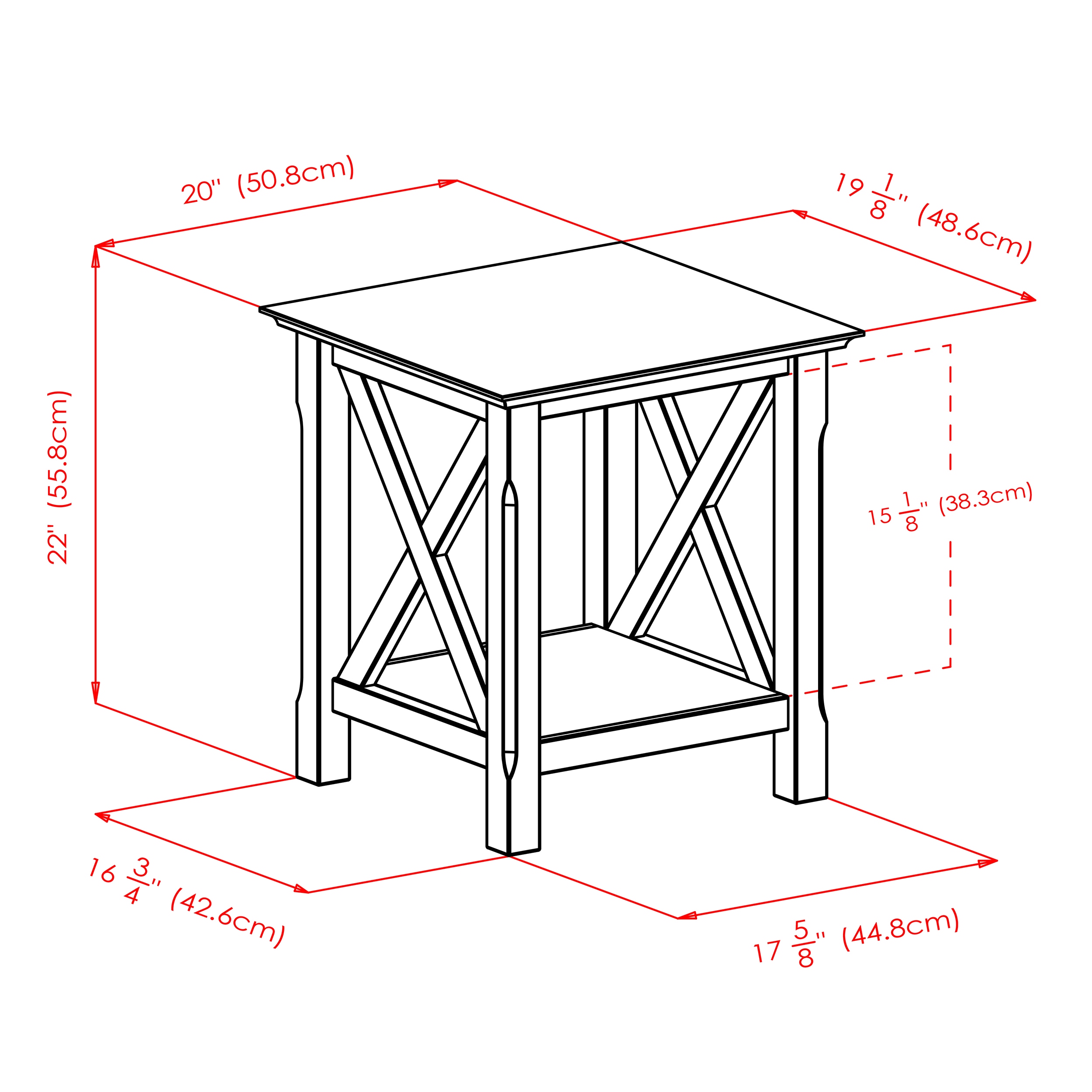 Cappuccino Wood Composite Rectangular End Table with Shelves