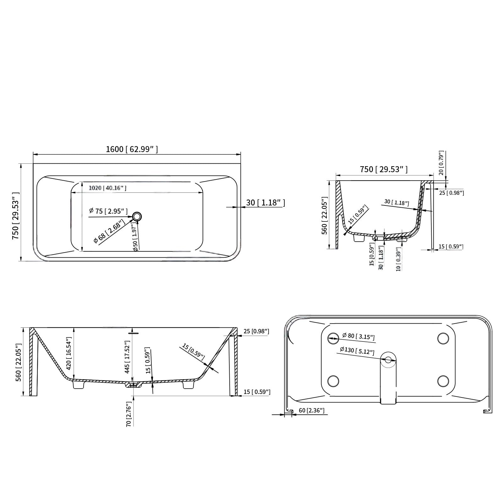Boyel Living BLS8829W1600 bathtubs - View #6