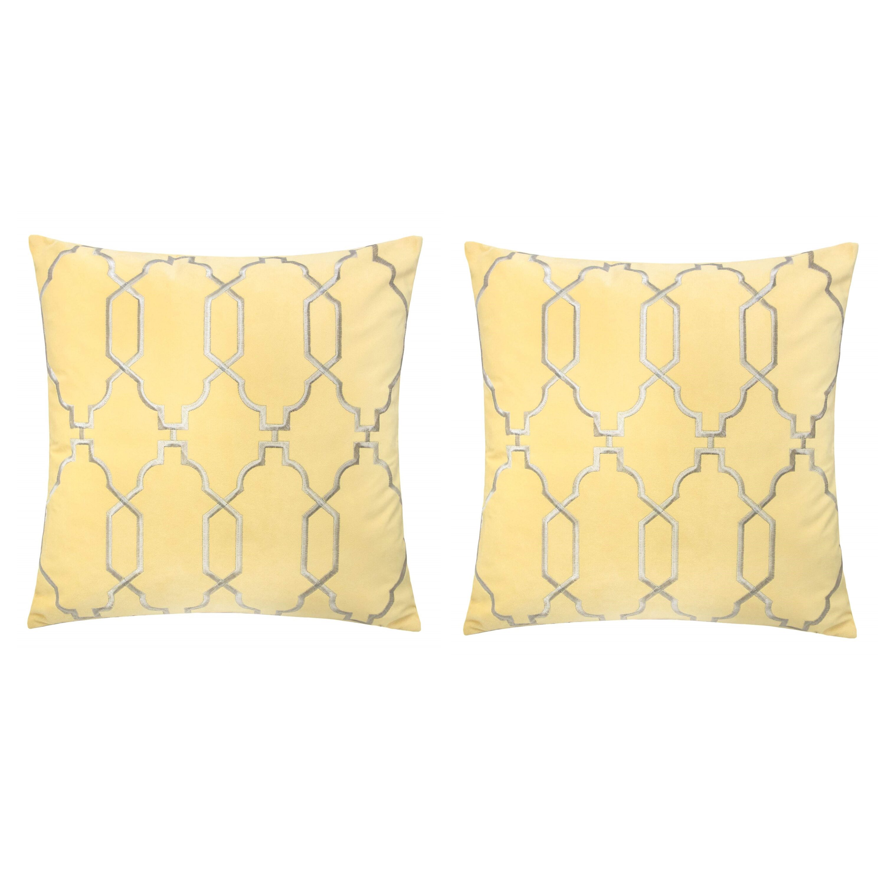 LuXeo 2 -Piece 20-in x 20-in Yellow Square Indoor Decorative Pillow