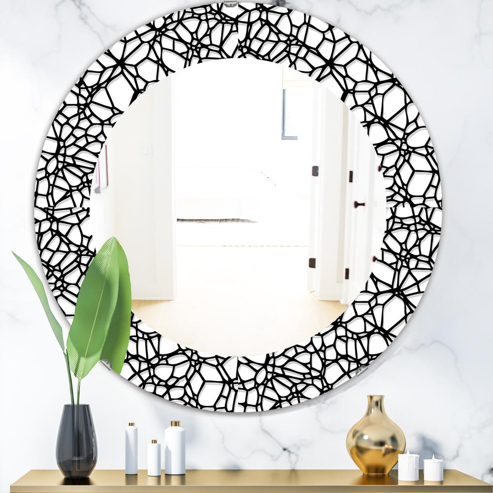Designart MIR18815-FC24 24-in W x 24-in H Round Black Polished Wall Mirror