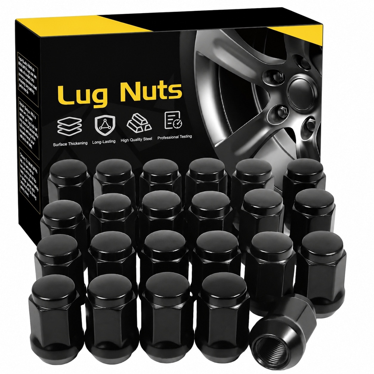 Linder Group Inc Half inch 20 solid lug nuts black closed end conical ...