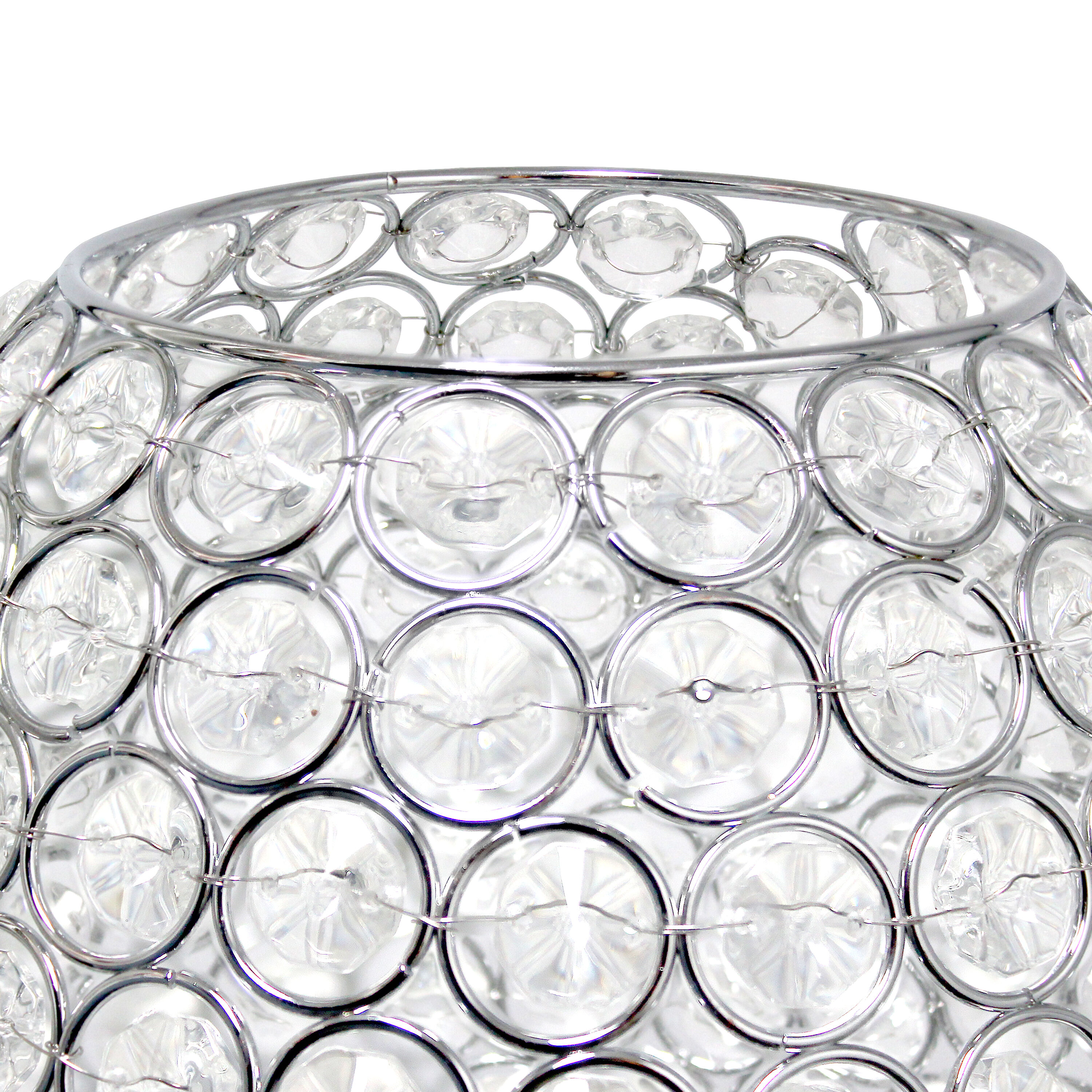 11" Silver Crystal Round Vase Table Lamp with Chrome Base