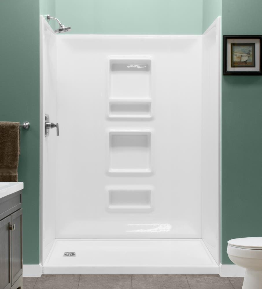 Style Selections White 3-Piece Alcove Shower Kit (Common: 32-in x 60-in ...