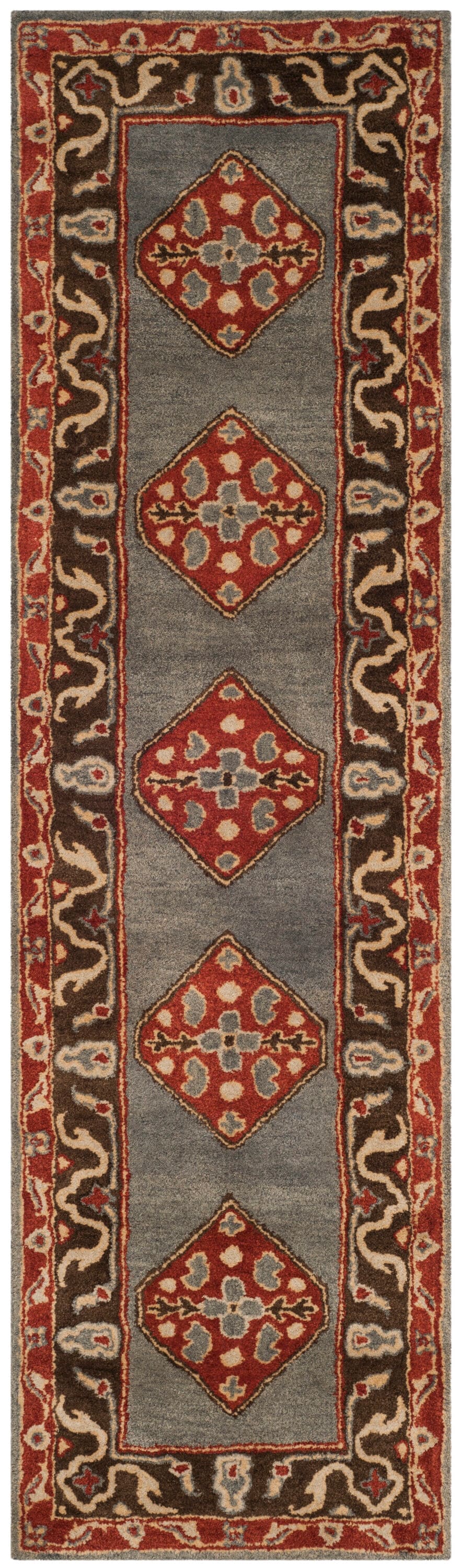 Heritage Blue and Charcoal Hand-Tufted Wool Runner Rug