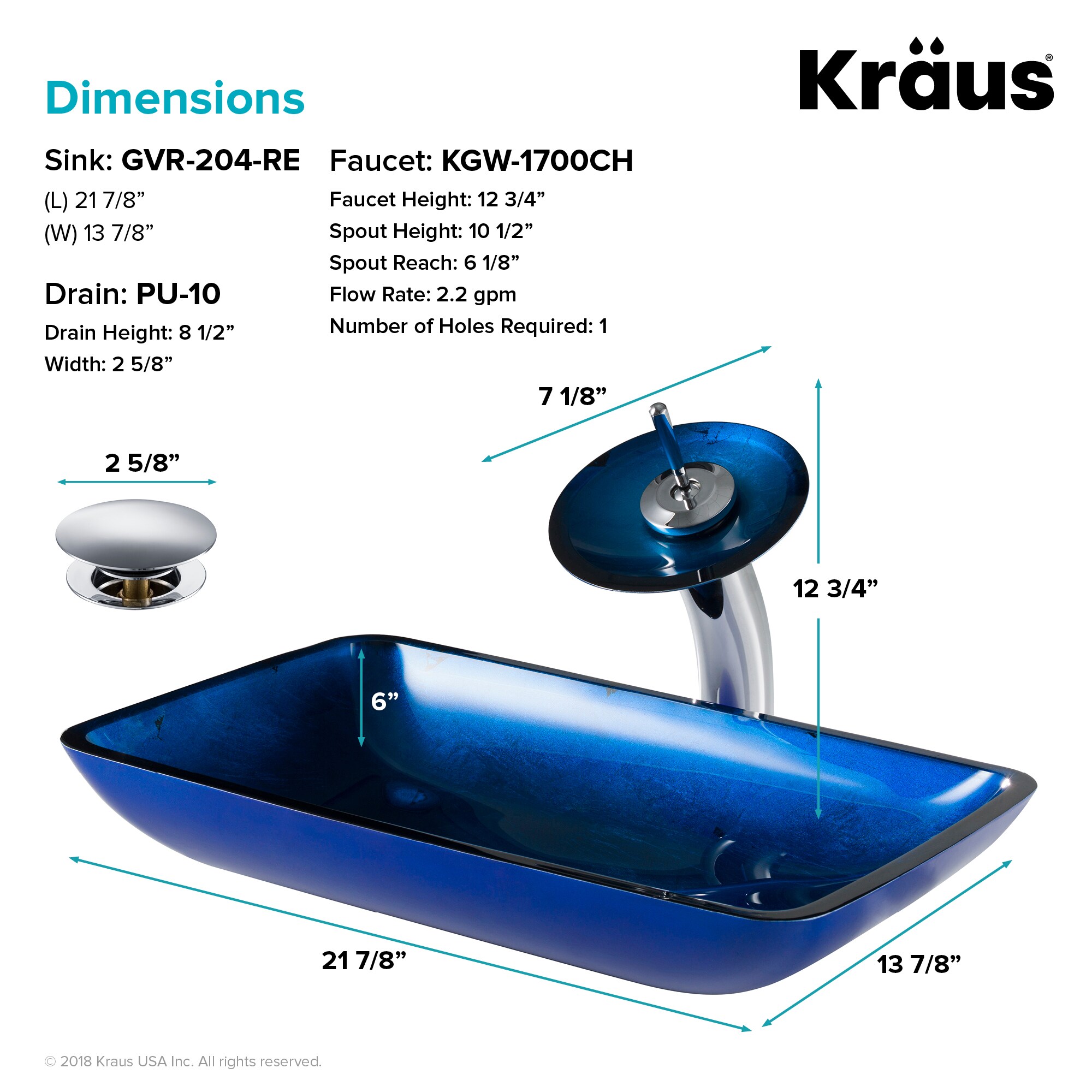 Kraus C-GVR-204-RE-10CH Bath-Sink - View #6