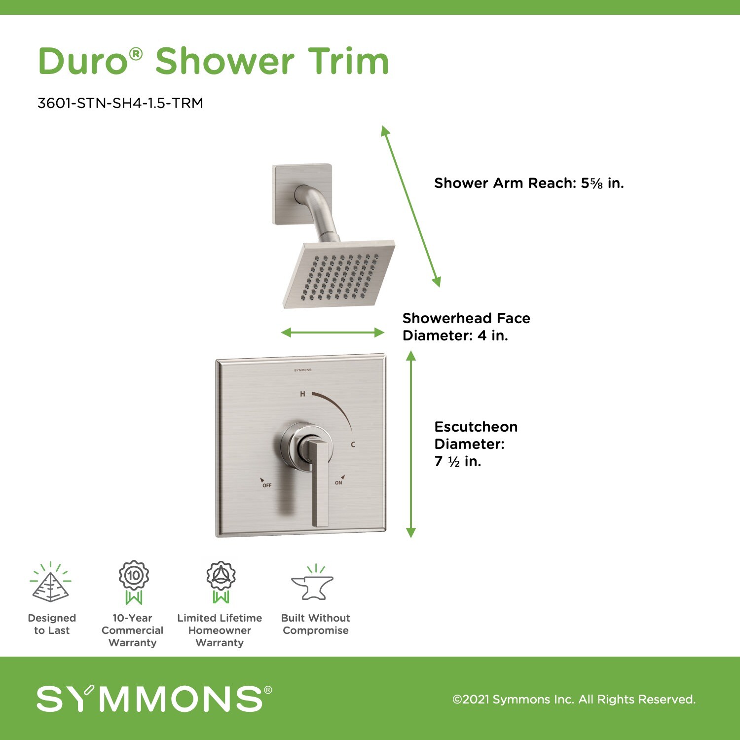 Symmons 3601-STN-SH4-1.5-TRM Tub-Shower-Faucets - View #2
