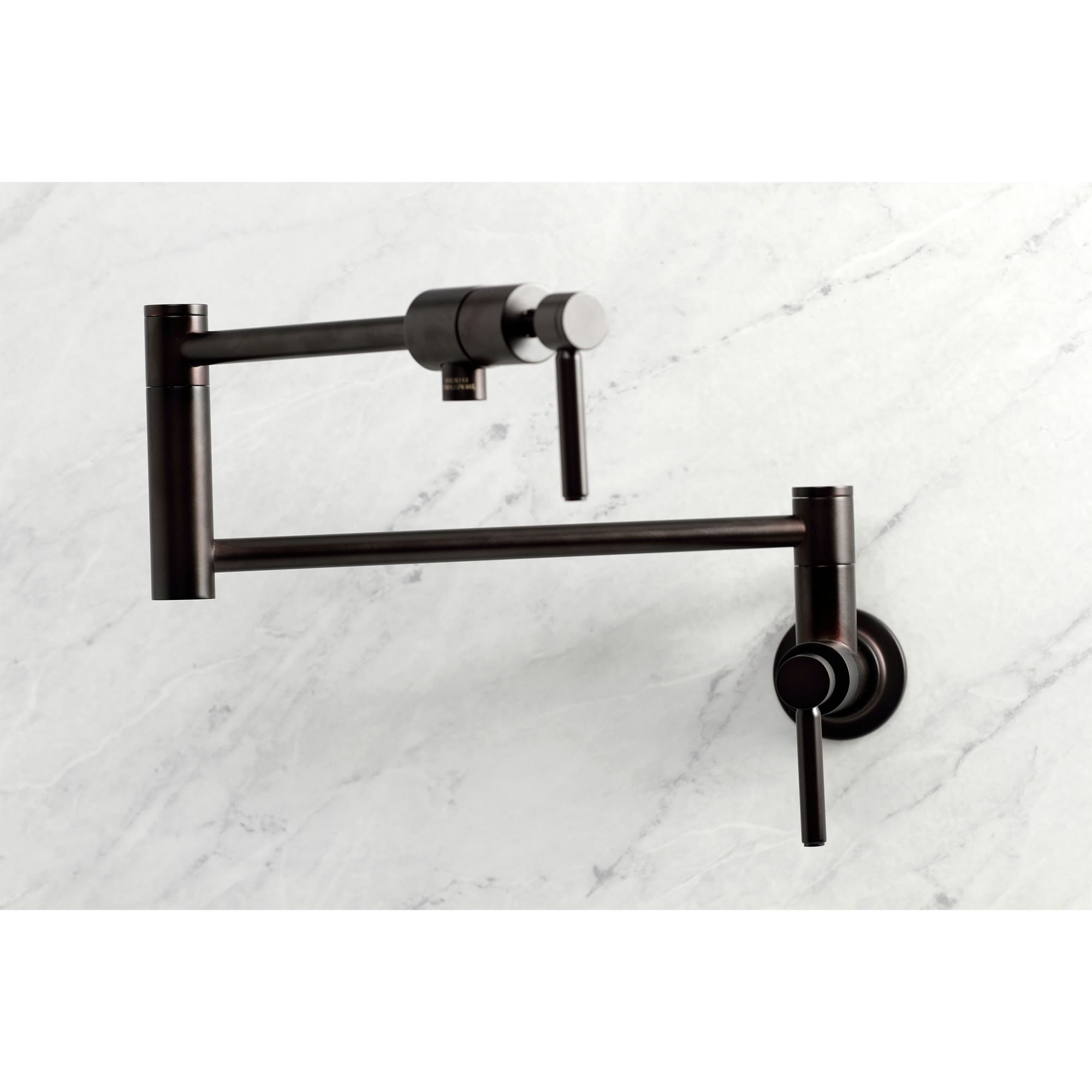 Kingston Brass WLKS4105DL Concord Oil-rubbed bronze Double Handle Wall-mount Pot Filler Kitchen Faucet with Sprayer