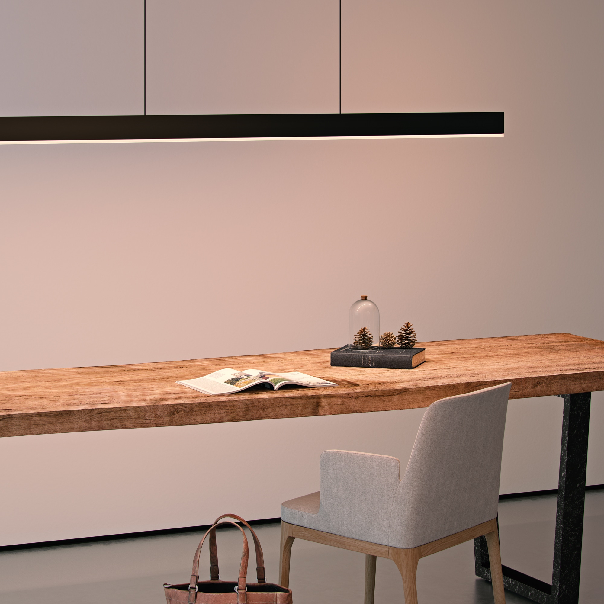 Modern Black Aluminum LED Linear Pendant Light