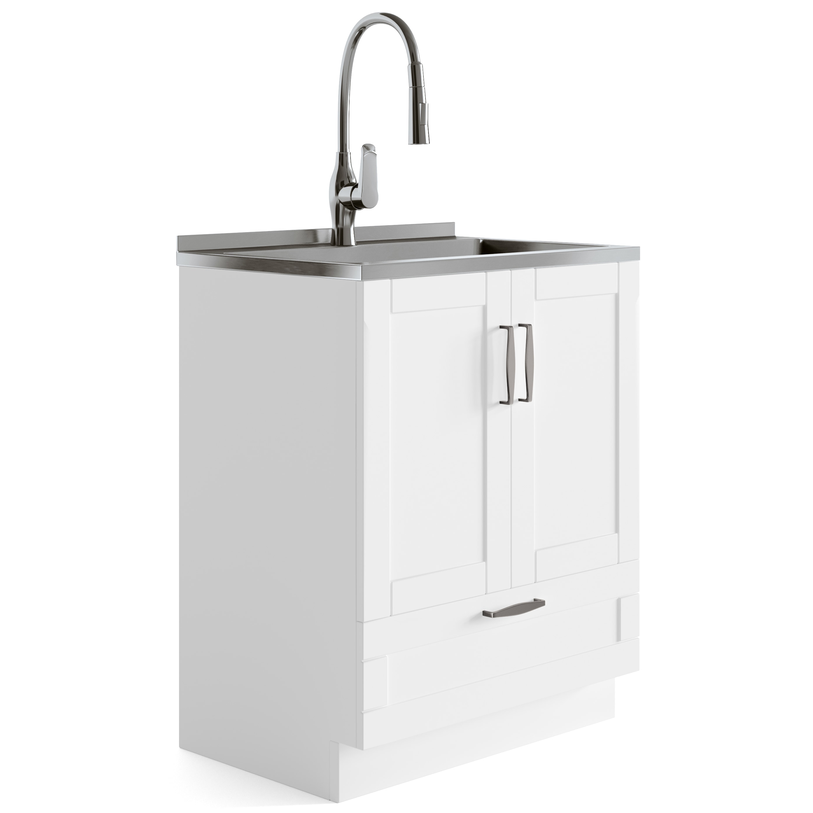 Style Selections 21.4-in x 24.1-in 1-Basin Light Gray Freestanding Utility  Tub with Drain with Faucet in the Utility Sinks department at