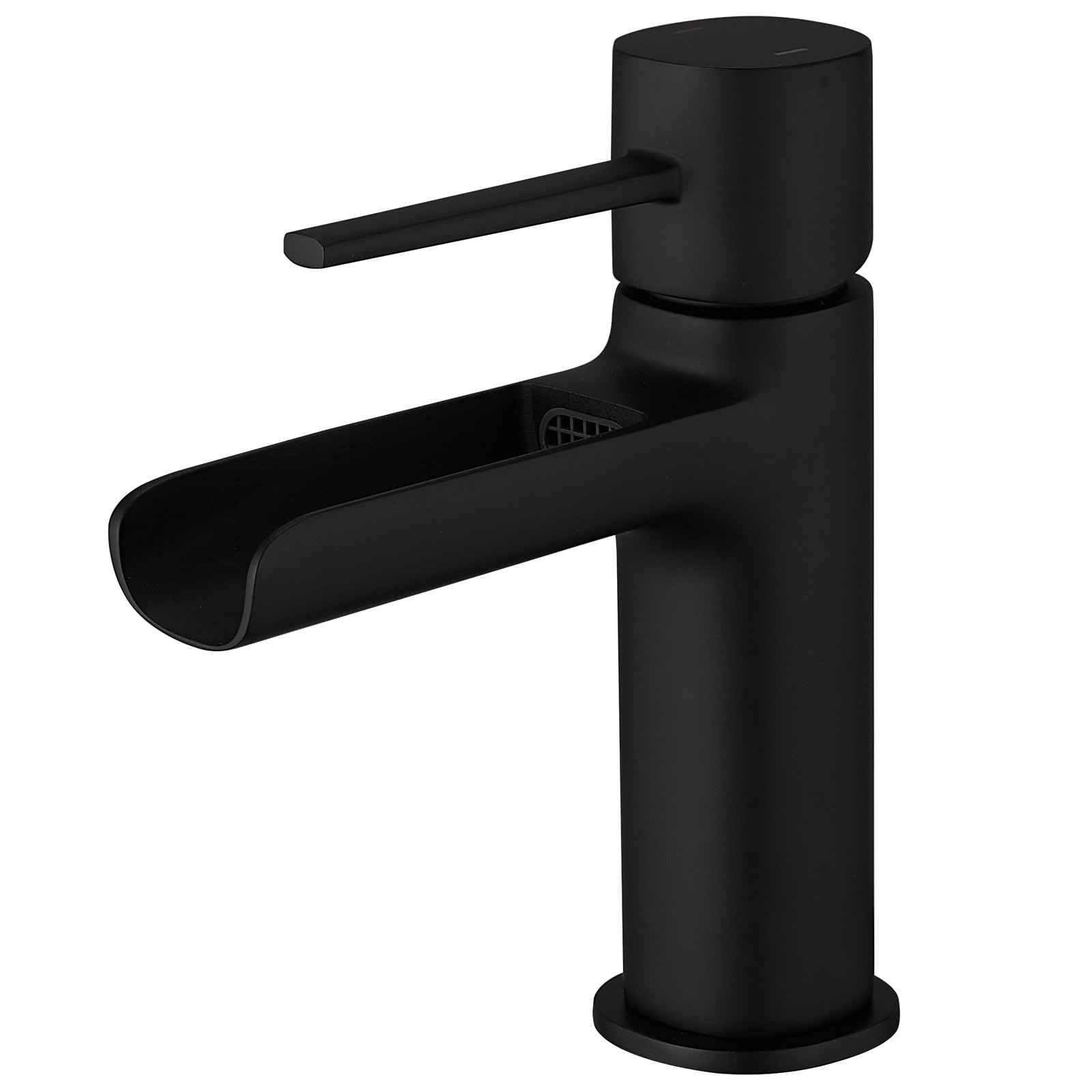 BWE A-96083-B Matte Black Single hole 1-handle WaterSense Waterfall Commercial/Residential Handle Bathroom Sink Faucet with Drain