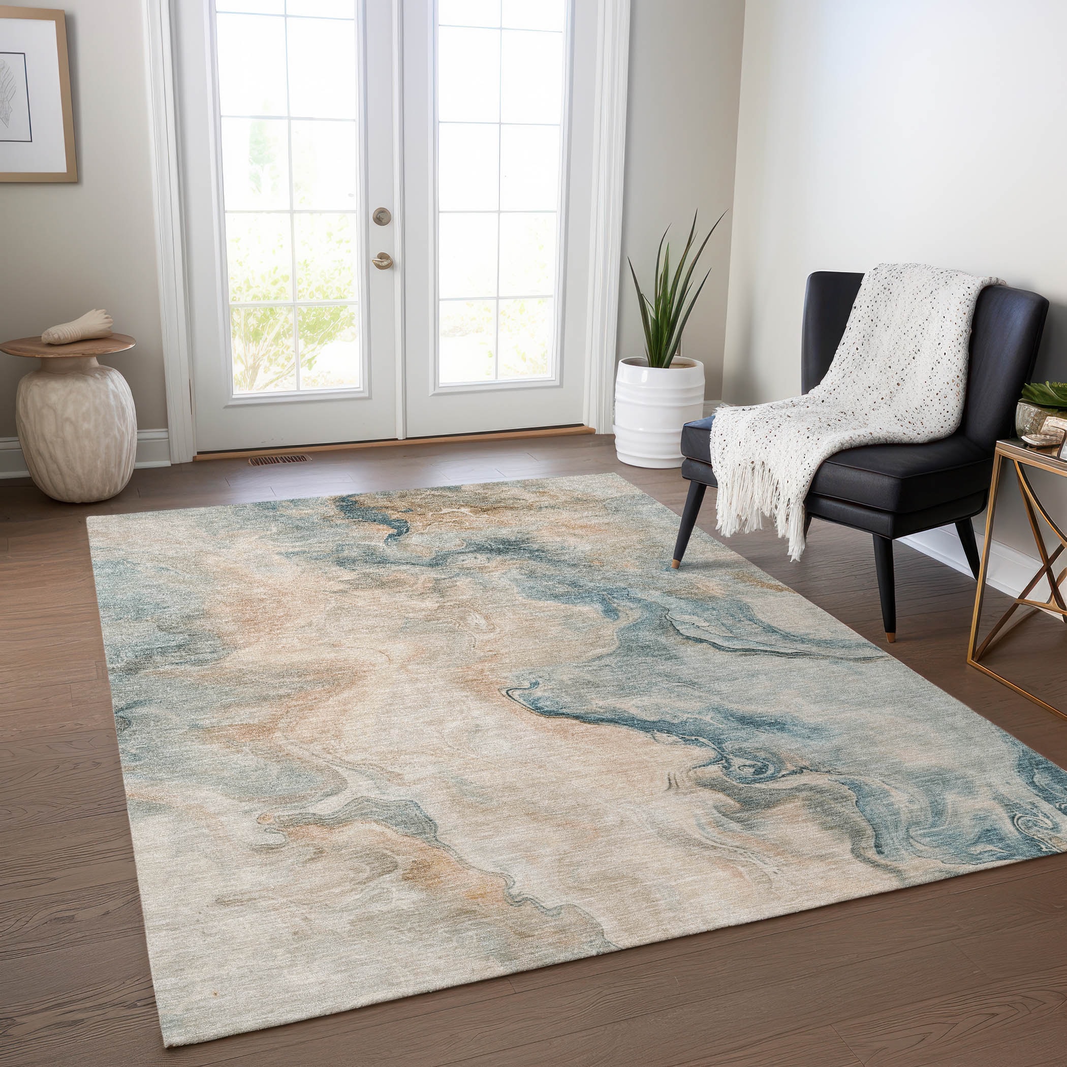 Addison Rugs ACN1680TE10X14 Chantille ACN1680TE 10 x 14 (ft) Loomed Polyester Teal Rectangular Indoor/Outdoor Machine washable Area rug