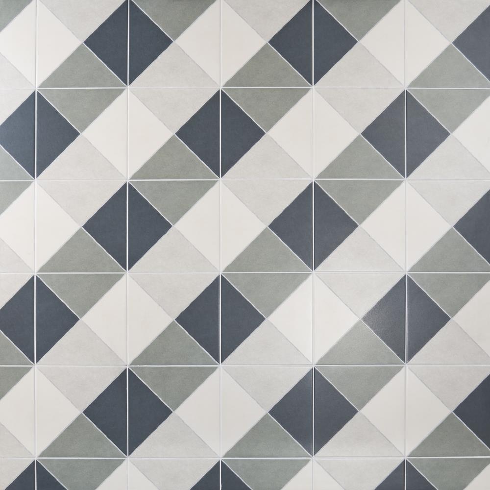 Artmore Tile EXT3RD105148 Tarantino Navy 9-in x 9-in Glazed Porcelain Encaustic Standard Floor and Wall Tile ( 10.76-sq ft Carton )