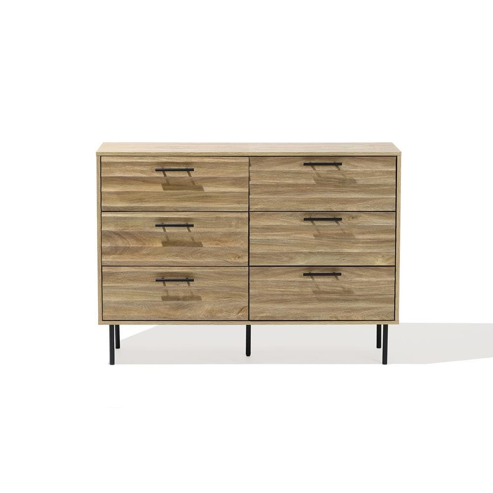 LuxenHome WHIF2232 Brown Fir 6 -Drawer Standard dresser