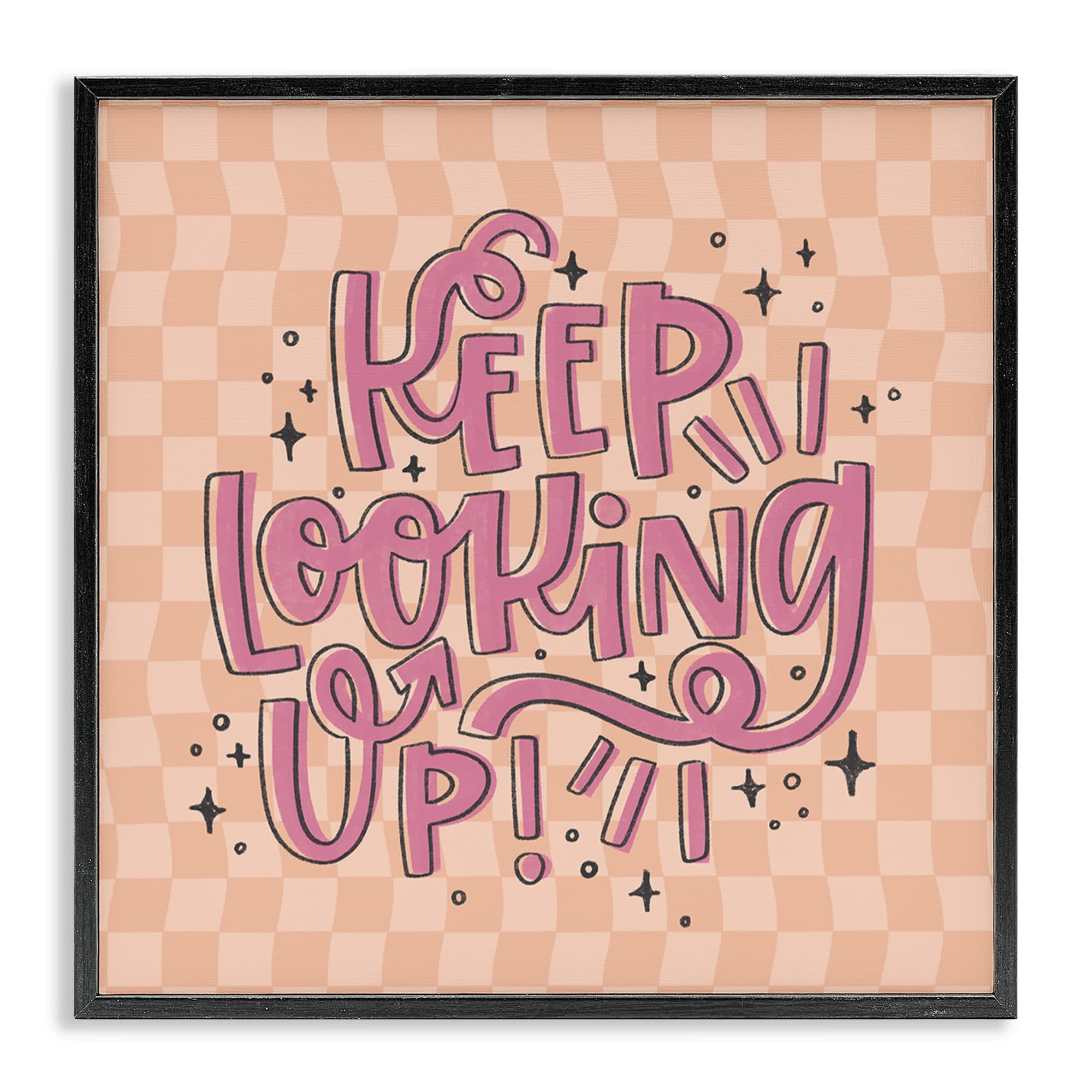 Stupell Industries BT-423-FR-24X24 Keep Looking Up on Checkered Framed Giclee design by Sarah Hickman