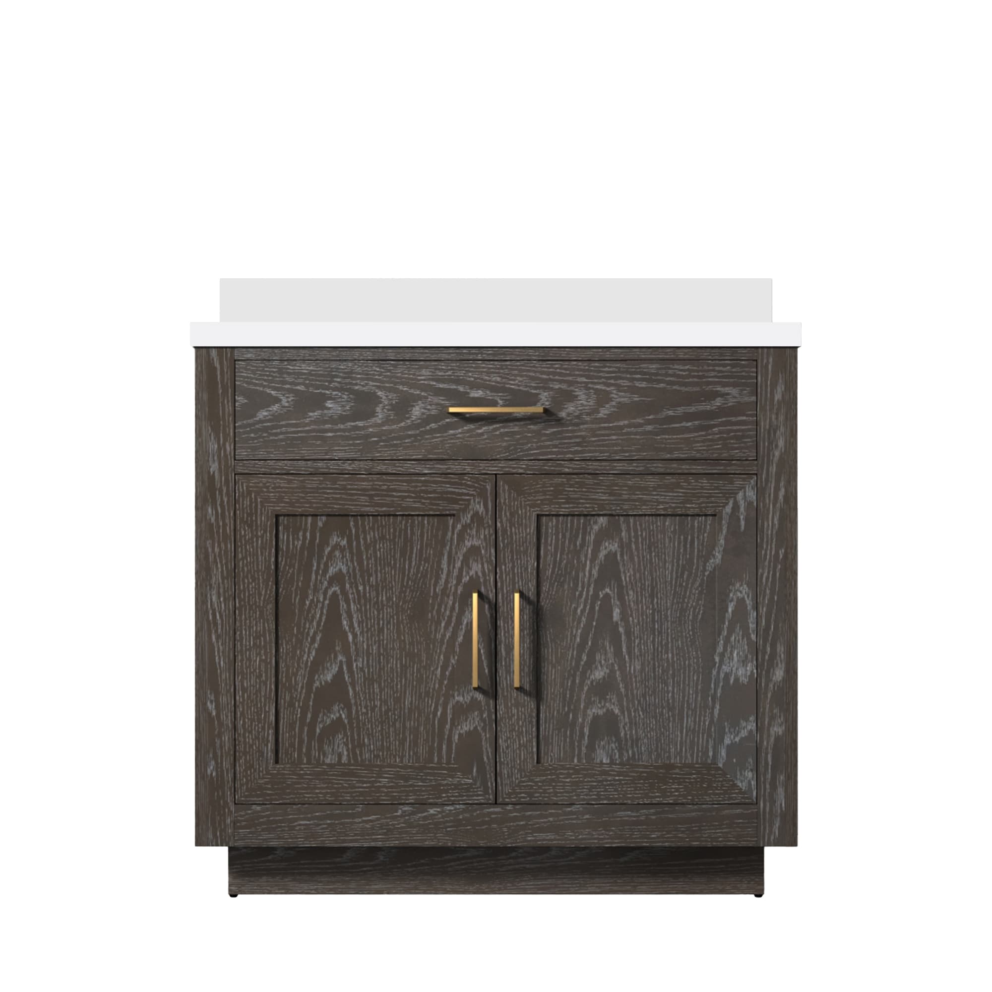 Lexora LVGI36SK300 Gilroy 36-in Brown Oak Single Sink Bathroom Vanity with White Cultured Marble Top