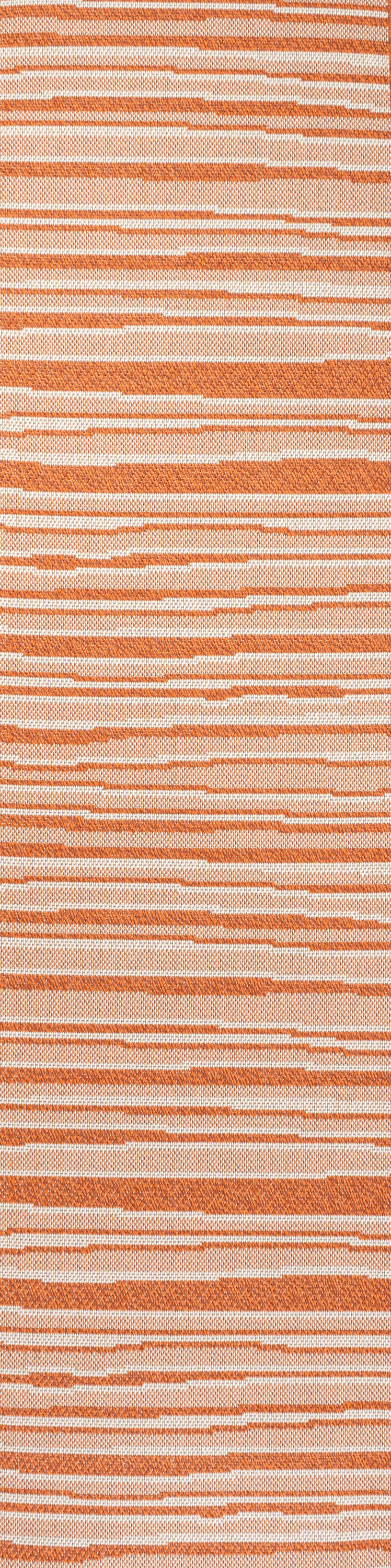 Castara Ivory & Orange Stripe Easy-Care Synthetic Runner Rug - 2x8