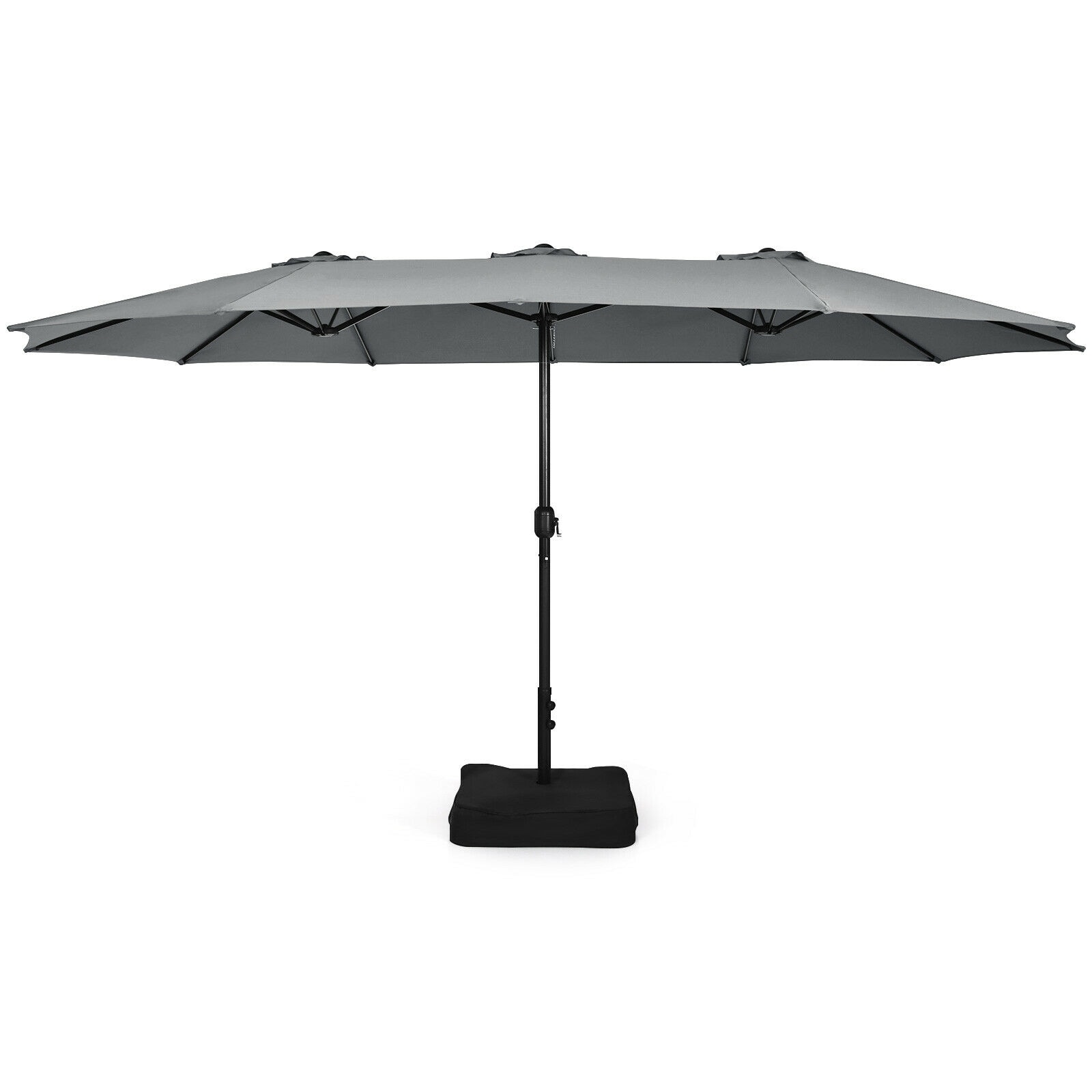 WELLFOR TDG10287CF 15-Feet Steel Gray Market Patio Umbrella with Base