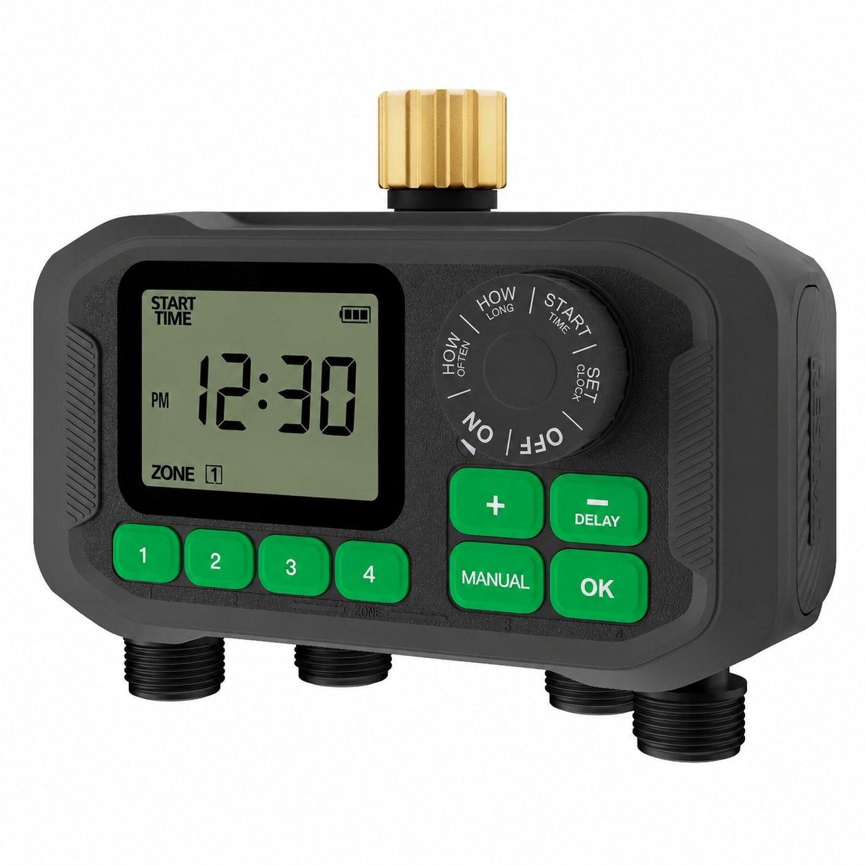 Aoibox  4 Zone Outdoor Faucet Sprinkler Timer with Brass Inlet and Large Dial Up to 11 hr 59 min Programmable Watering