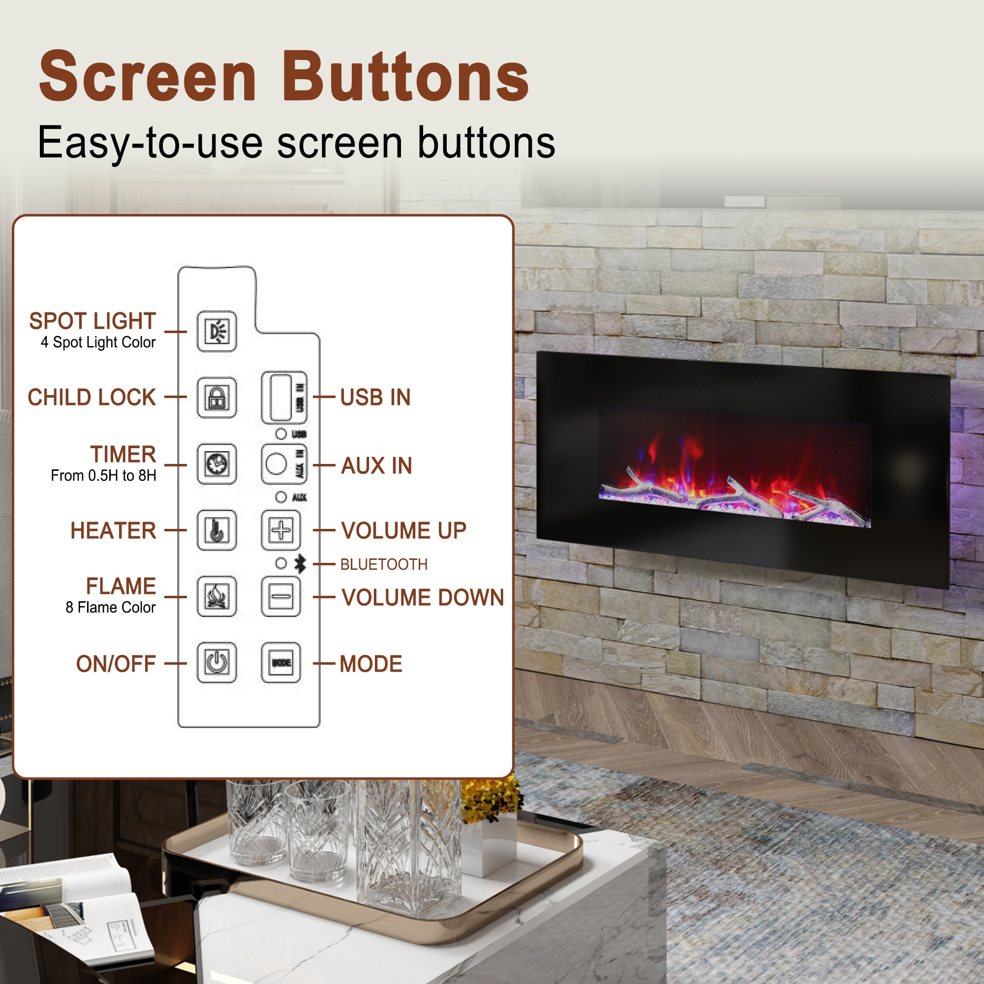 Mondawe WF-ZHX-BS-42 Electric-Fireplaces - View #4