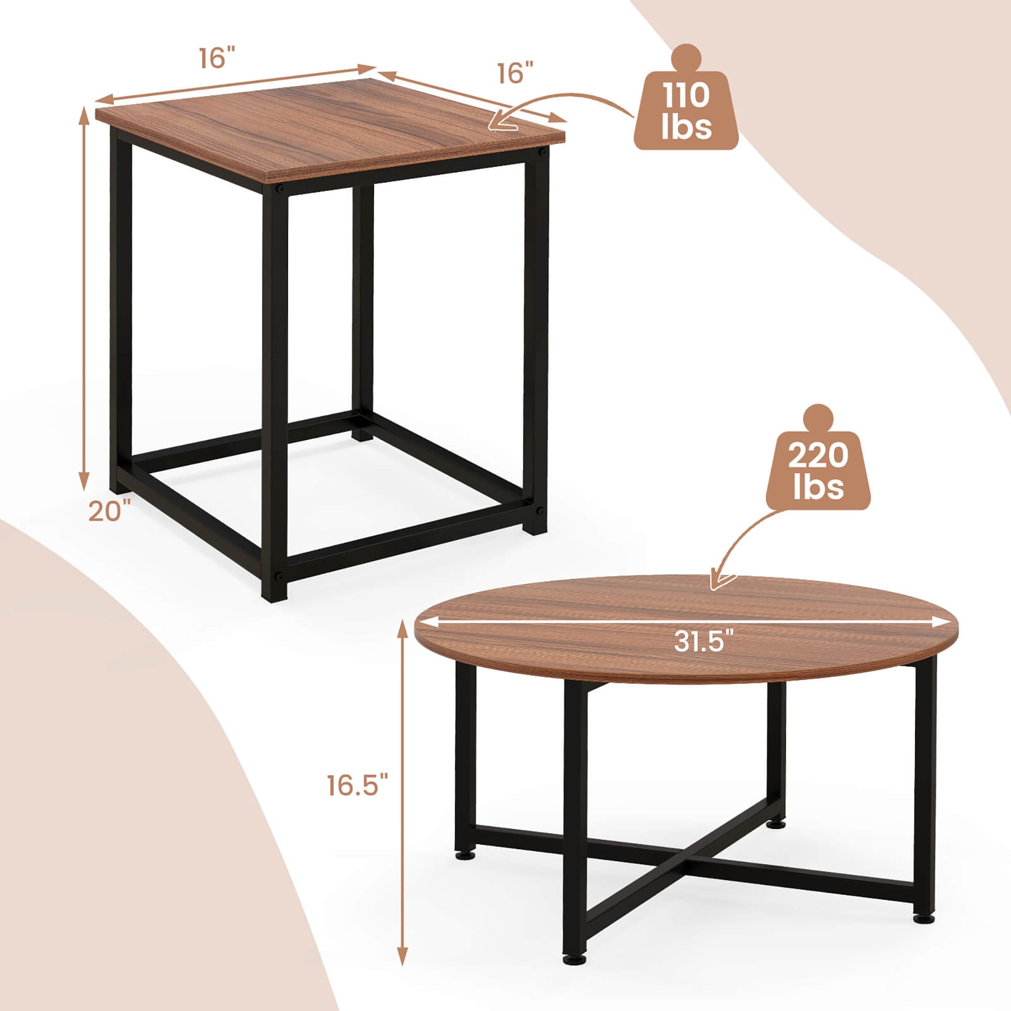 Costway HCST03466 Coffee-Tables - View #2