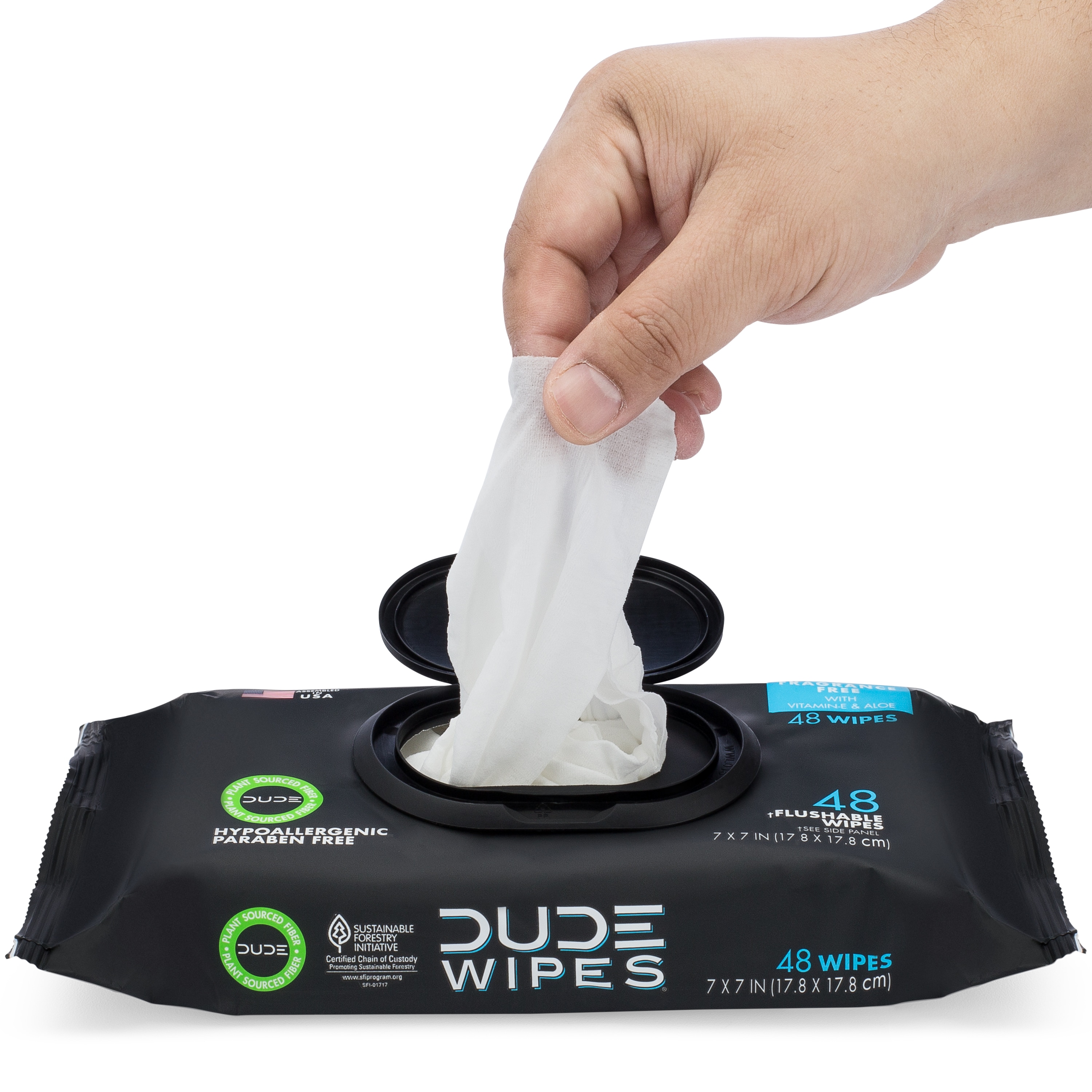 Dude Wipes Flushable Wipes, Fragrance Free, 3 Pack - 3 - 48 wipe packs [144 wipes]