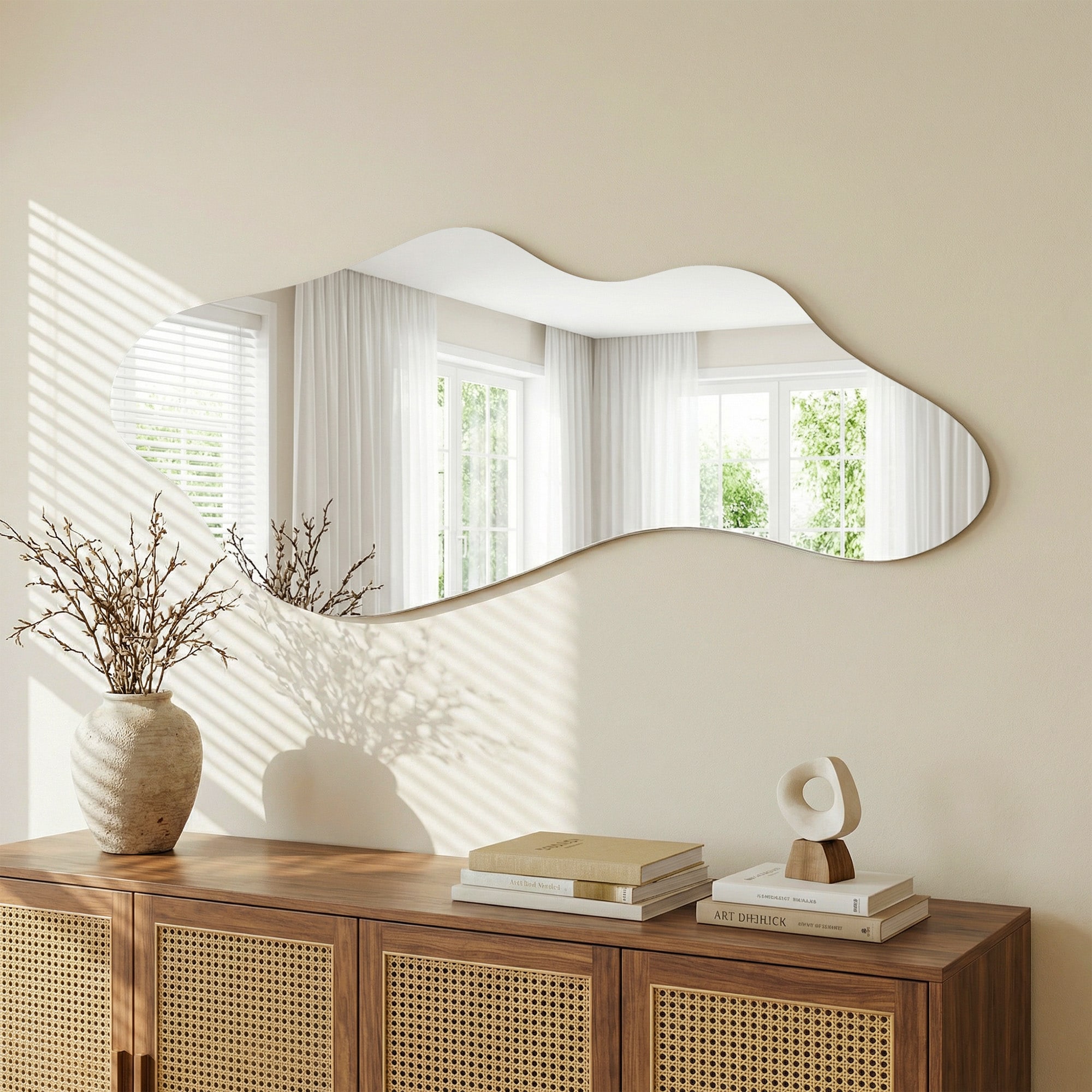 Wooakway 71in x 31.5in Irregular mirror Bathroom Mirror  Frameless Wall Mounted Mirror For Bathroom