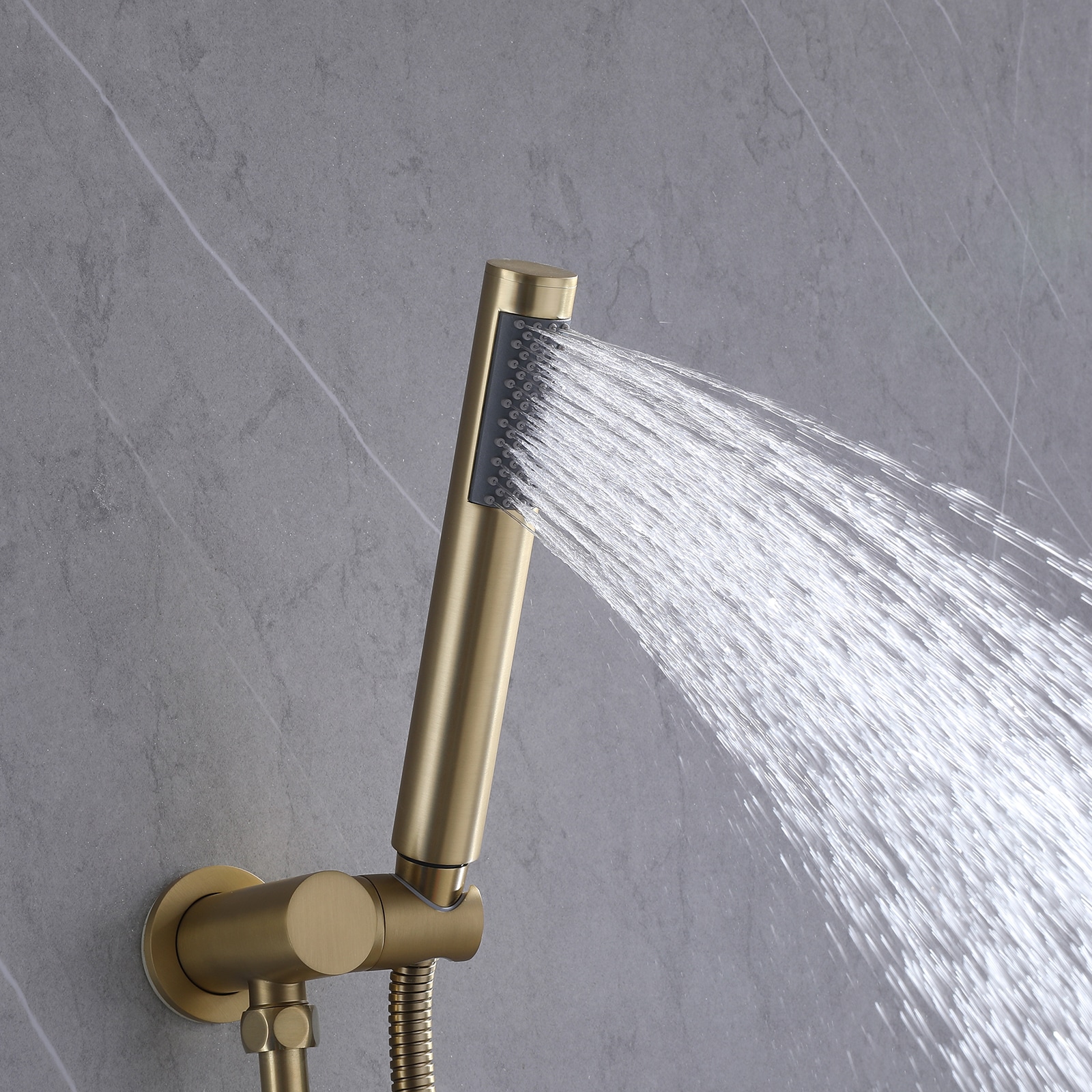 Brushed Gold Stainless Steel Rain Shower Faucet with Handheld Combo