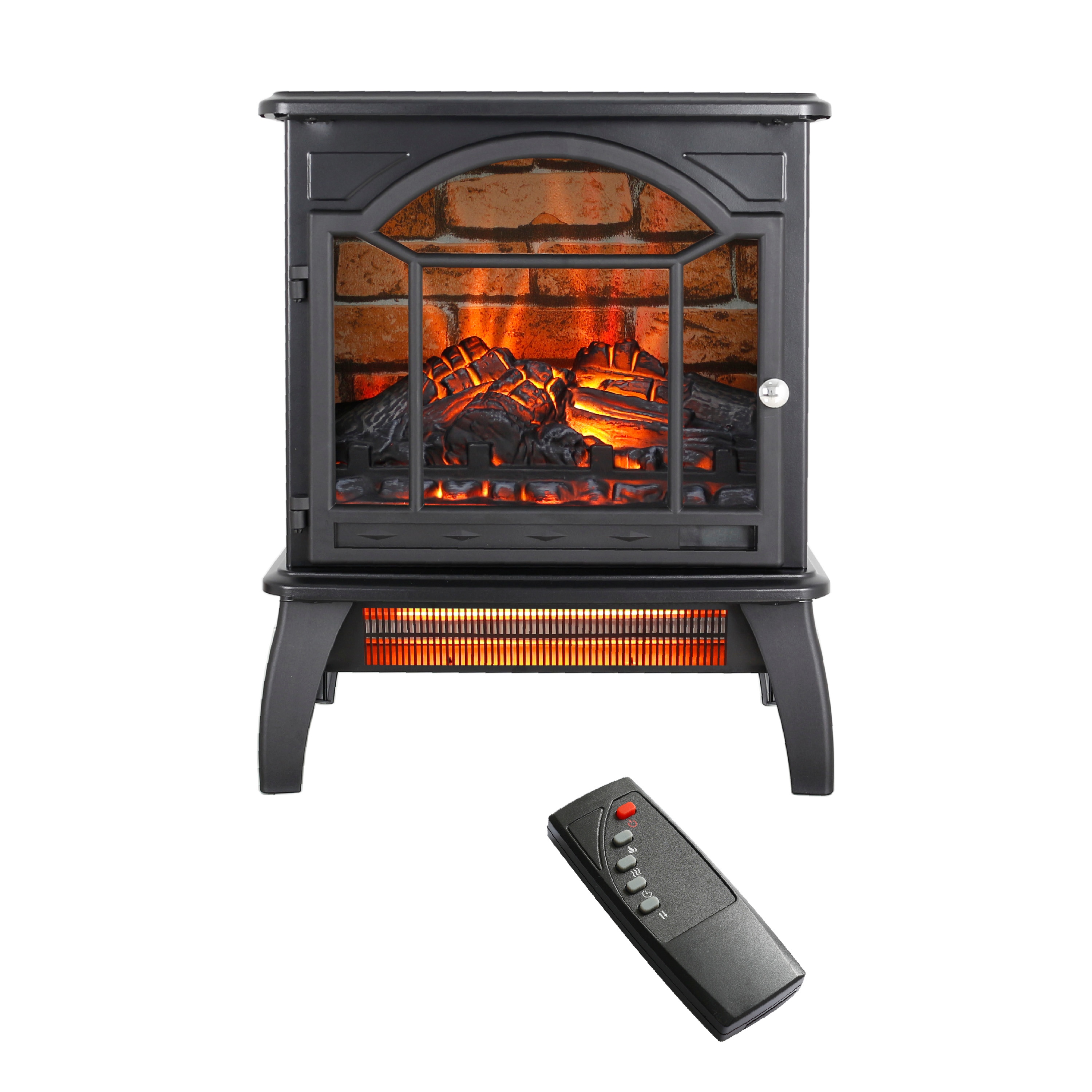 Mondawe MA-CE18698 18-Inches W Black Free standing Infrared quartz Flat wall Electric Fireplace with Remote Control Included