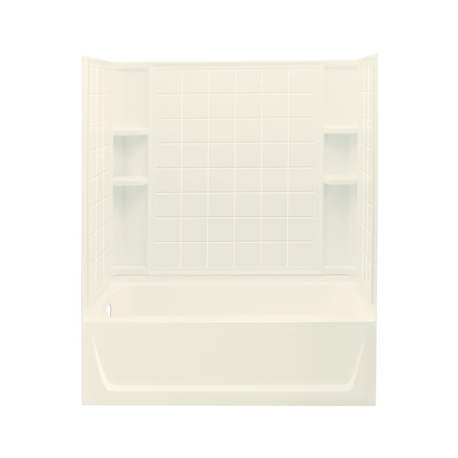Sterling 71120112-96 Ensemble 32-in x 60.25-in Biscuit Polyresin and Fiberglass Alcove Soaking Bathtub (Left Drain)