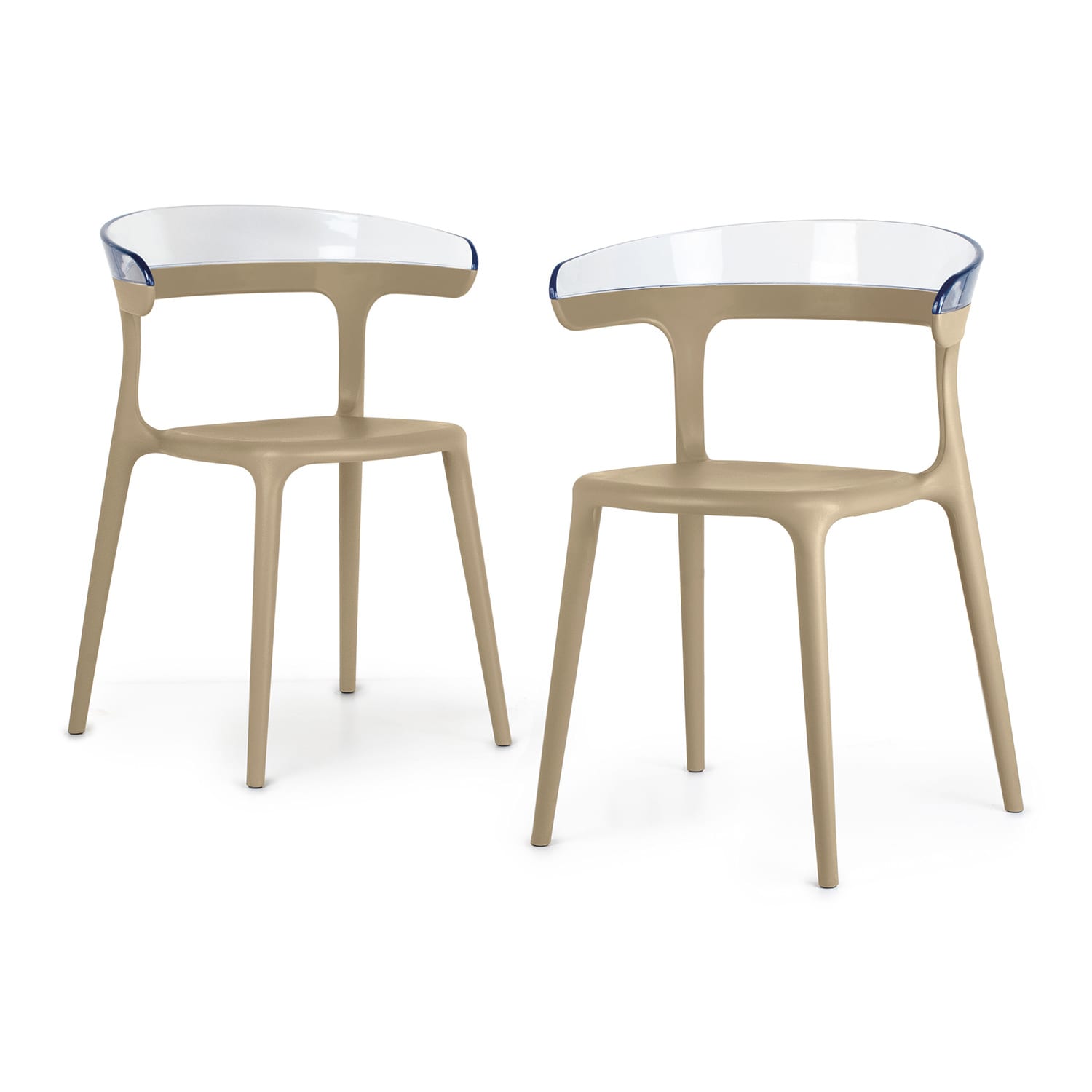 World Rug Gallery LU8056TAUPE2 SeriesW1 Set of 2 Stackable Taupe White Resin Frame Stationary Dining Chair with Solid Seat