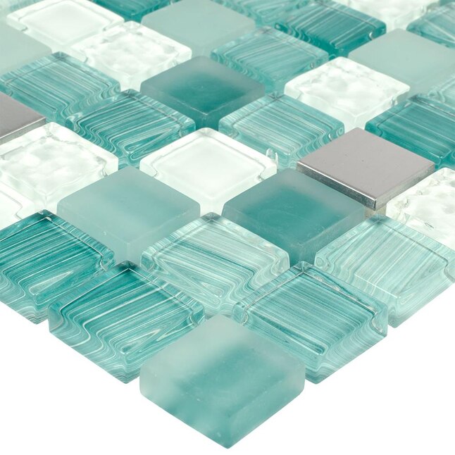 Elida Ceramica 6-in x 6-in Glass and Metal Uniform Squares Mosaic Tile Sample Elida Ceramica 6-in x 6-in Glass and Metal Uniform Squares Mosaic Tile Sample