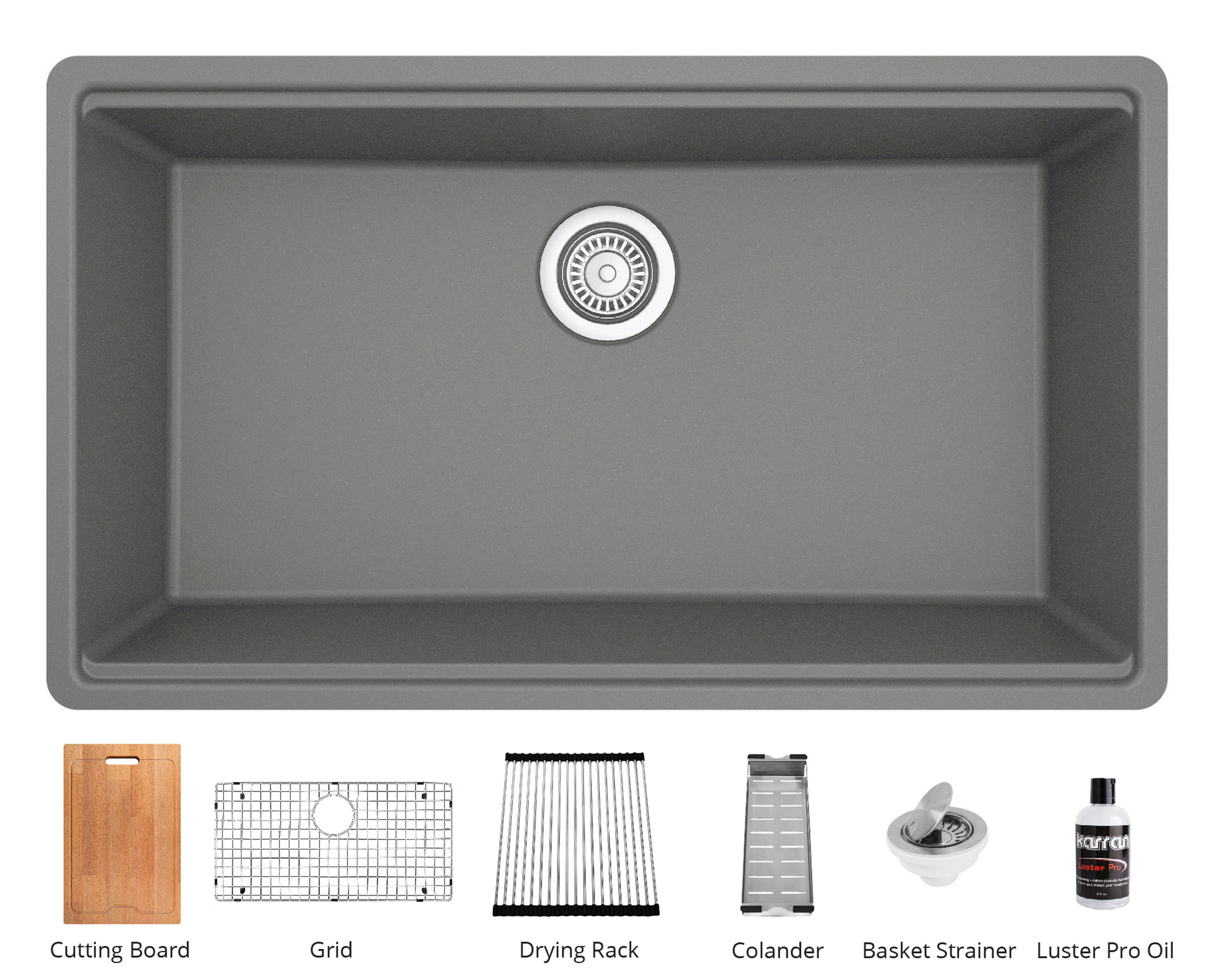 Gray Quartz Single Bowl Undermount Workstation Kitchen Sink