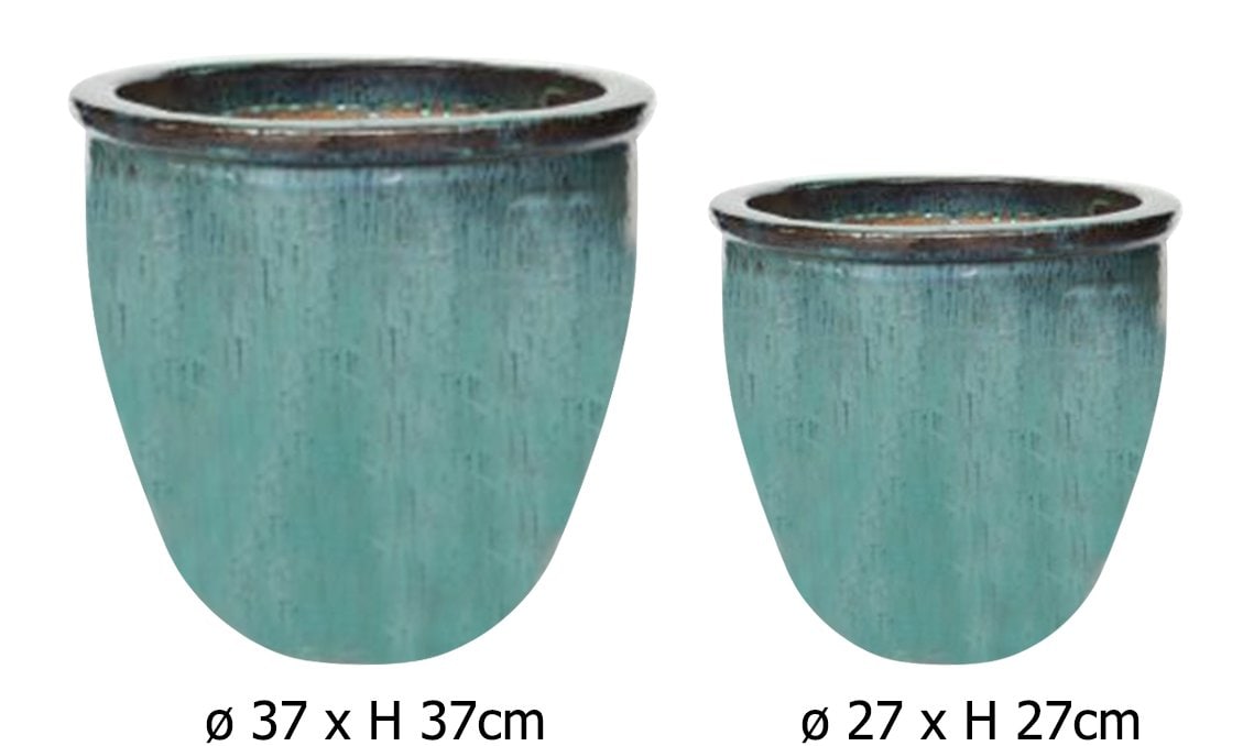 allen + roth 15.6-in W x 14.4-in H Blue Ceramic Indoor/Outdoor Planter in  the Pots & Planters department at