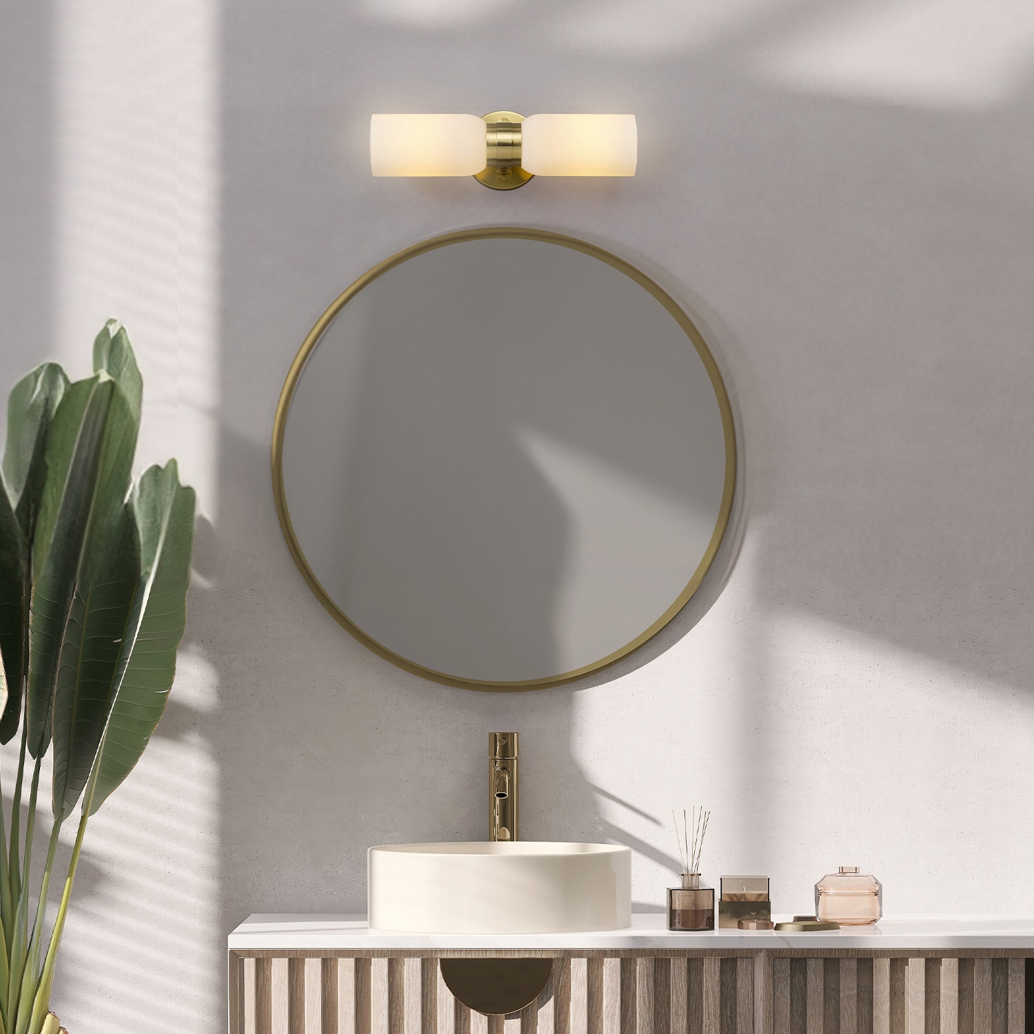 Globe Electric 91009792 15-in 2 -Light Matte Brass Glam Vanity light