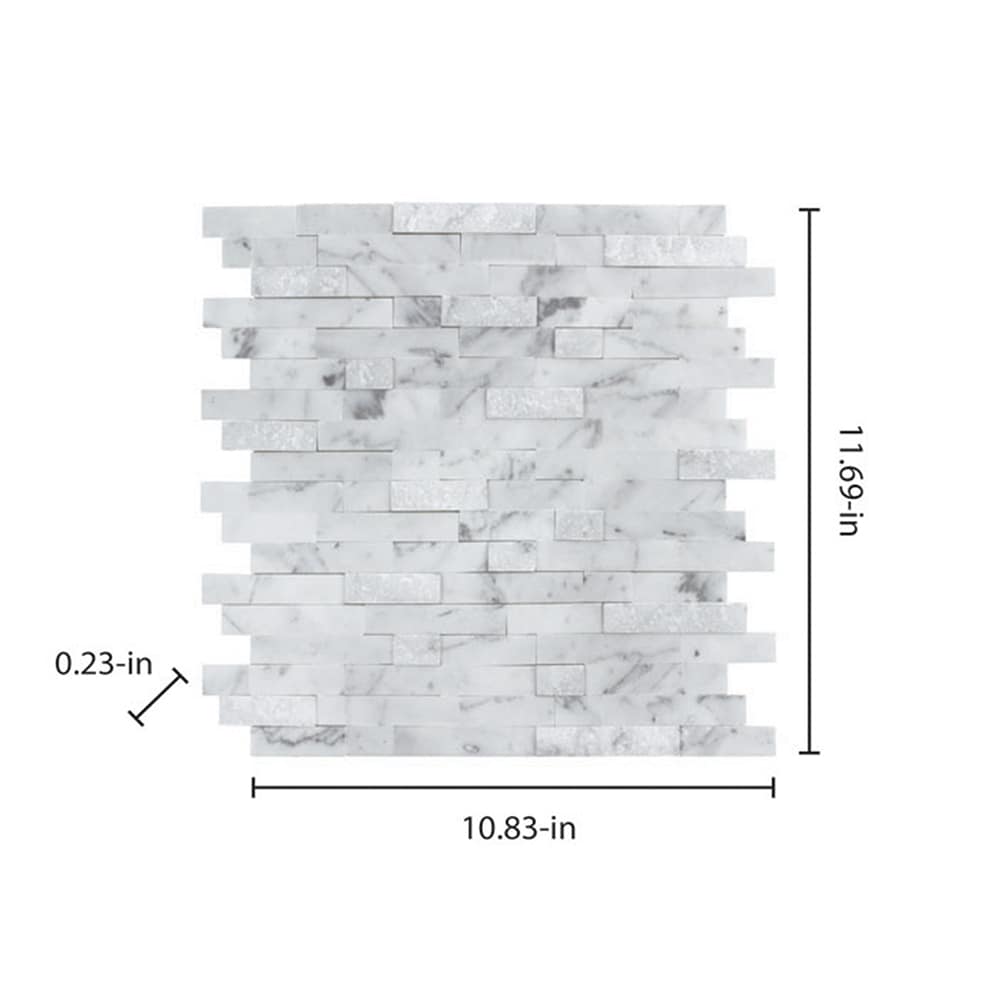 Peel&Stick Mosaics Carrara Subway 10-in x 10-in Glossy Composite Linear  Subway Peel and Stick Wall Tile (0.65-sq. ft/ Piece) in the Tile department  at