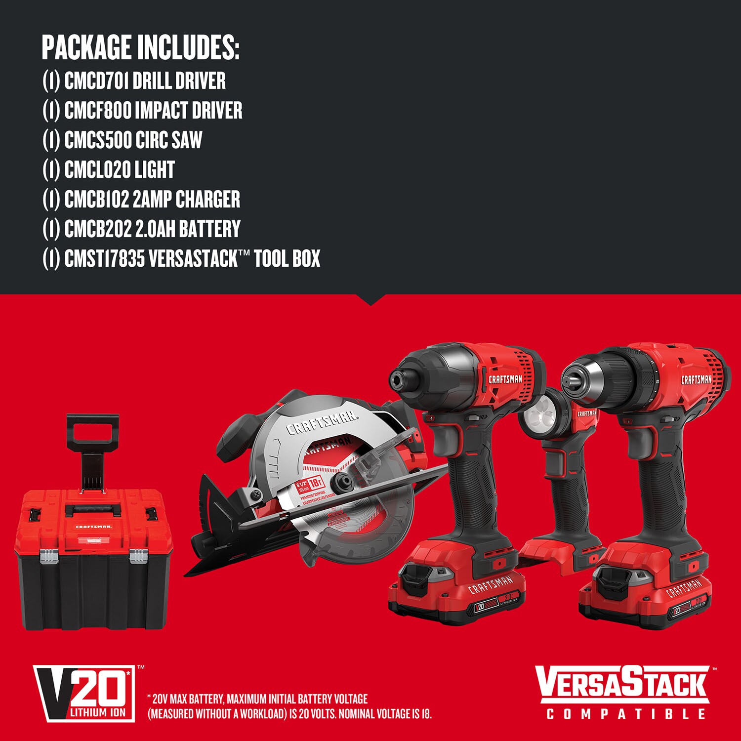 CRAFTSMAN V20 4 Tool Power Tool Combo Kit with Hard Case 2