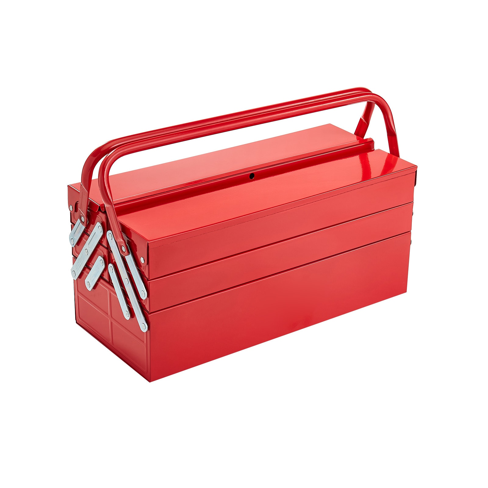 Mecale 18 in 3-Tier 5-Tray Cantilever Tool Box Red Powder-Coated Steel with Lock Hole #VOL-DEU1MC