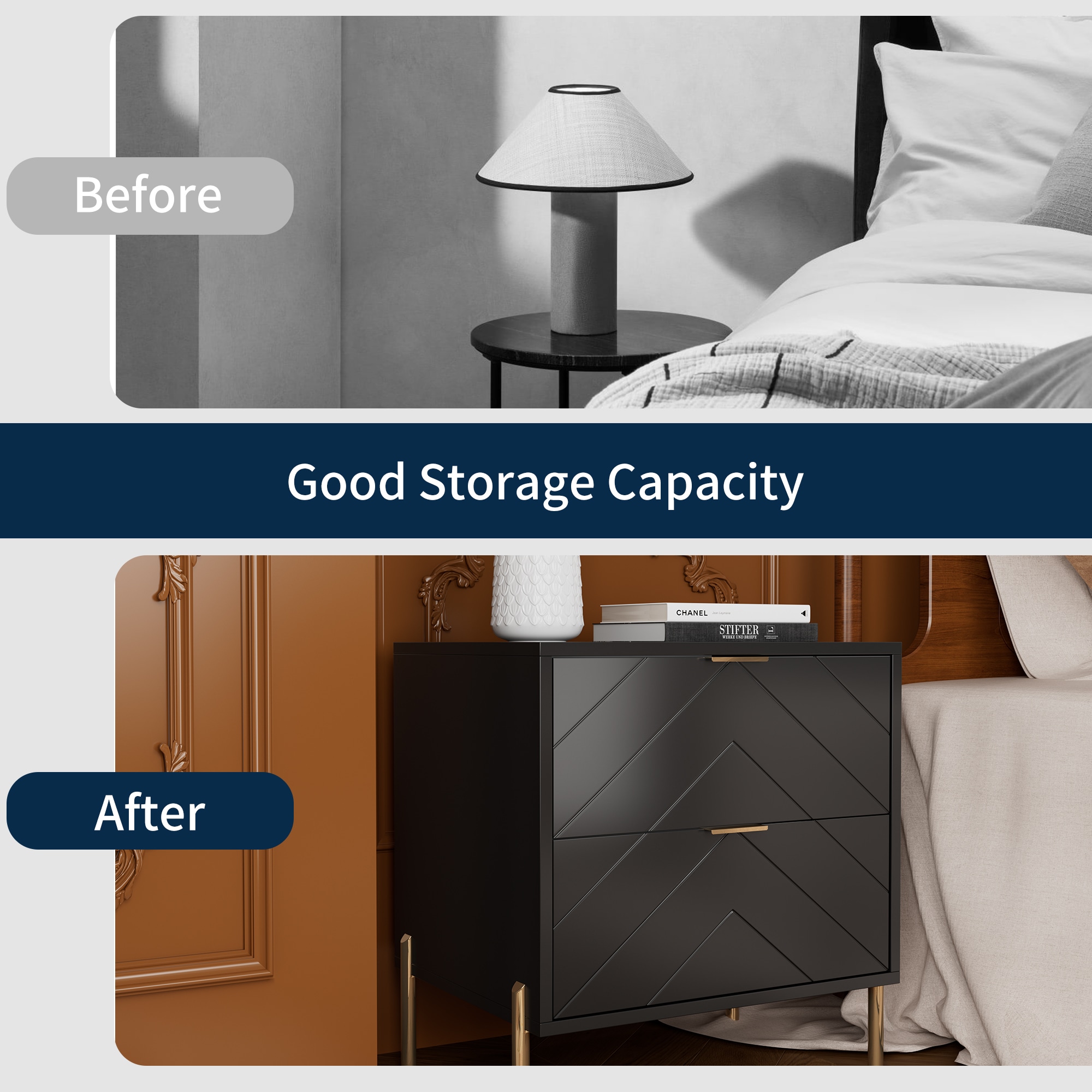 Clihome CL-CJ2C-BK nightstands - View #12