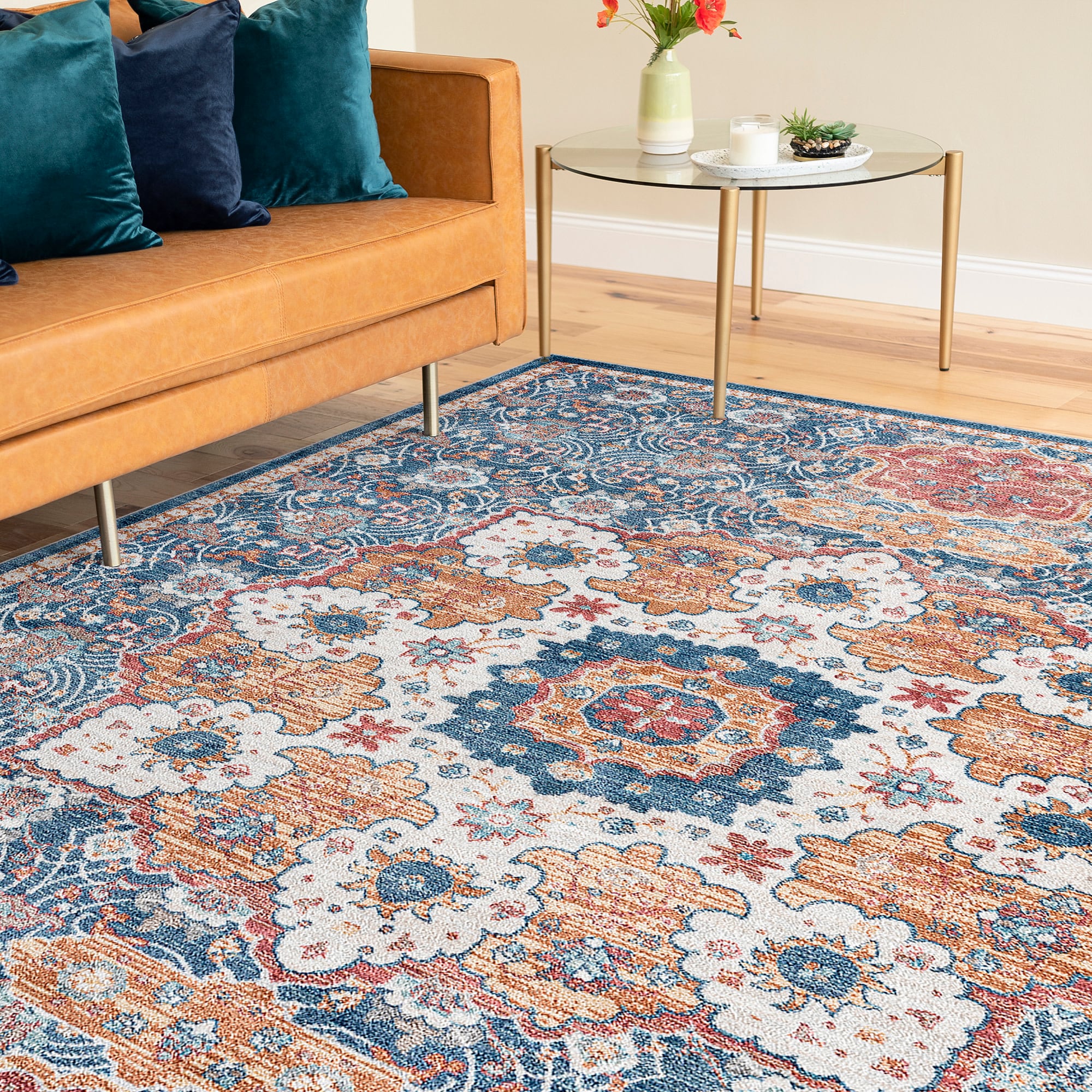 Tayse GRD6207 9X12 Garden 9 x 12 (ft) Loomed Polypropylene Navy Rectangular Indoor Area rug