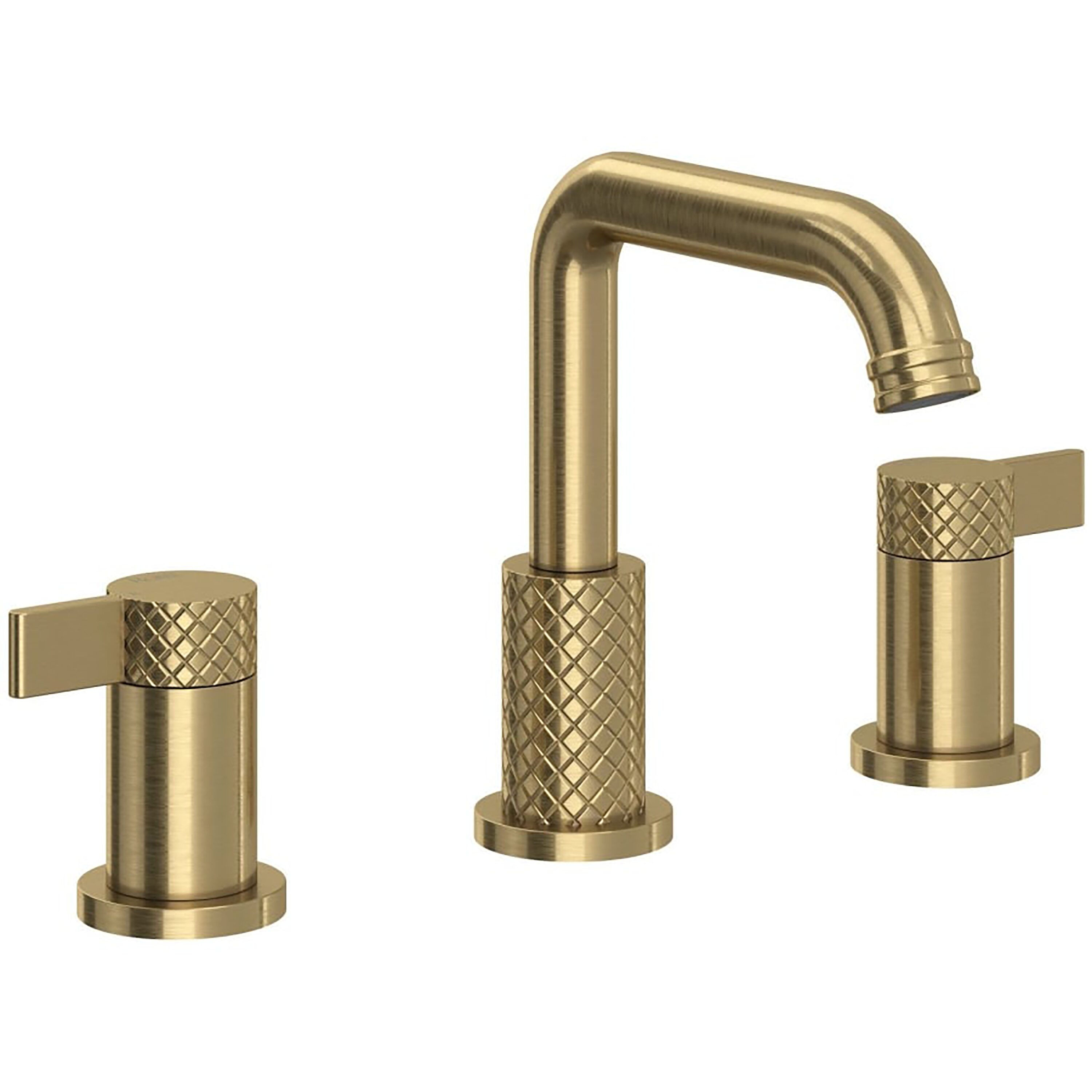 Rohl TE09D3LMAG Antique Gold Widespread 2-handle Low-arc Residential Handle Bathroom Sink Faucet with Drain